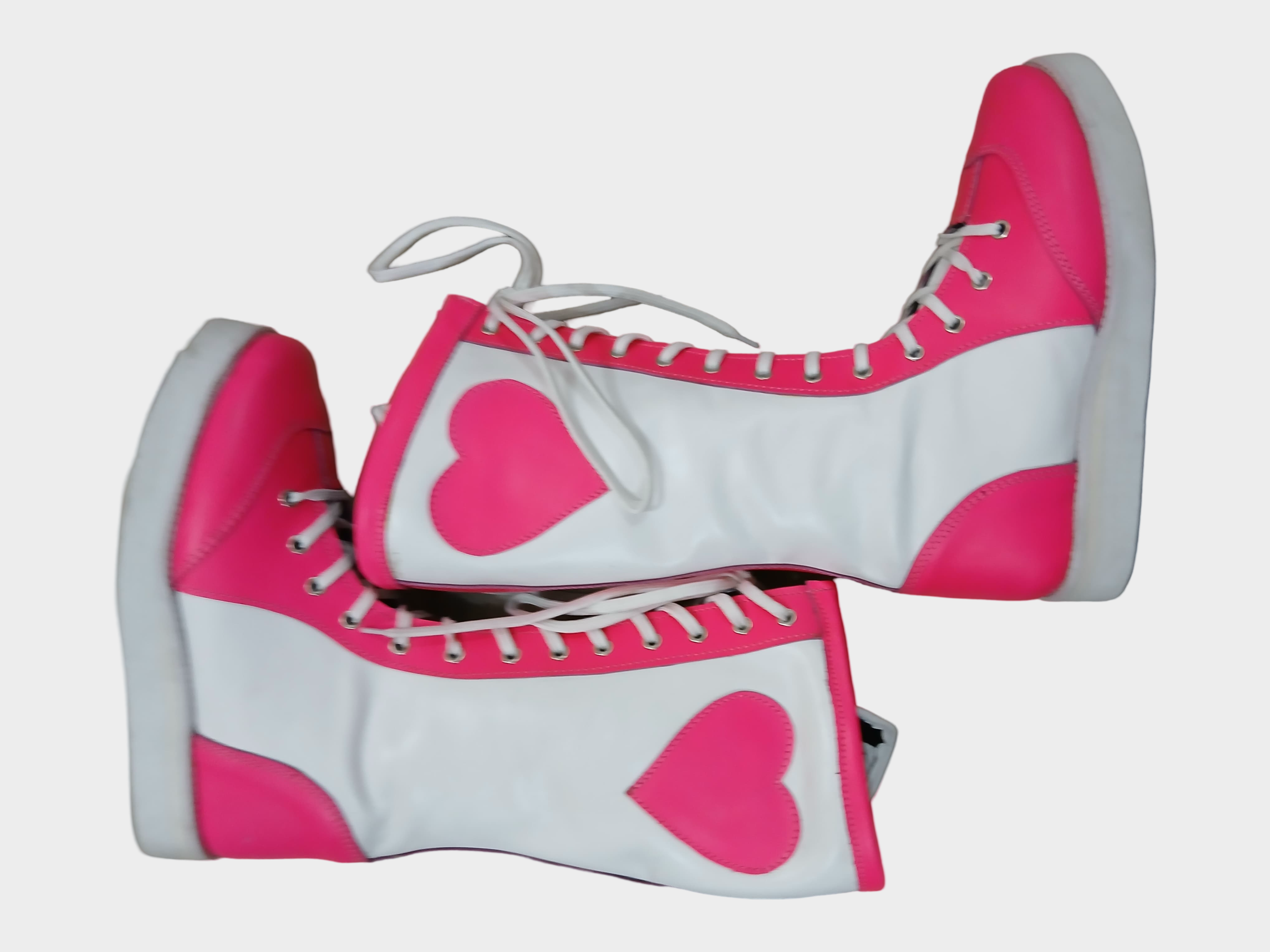 Stoeistewels, Handgemaak, 100% Oorspronklike Leer, Wit & Pienk kleur met Hart