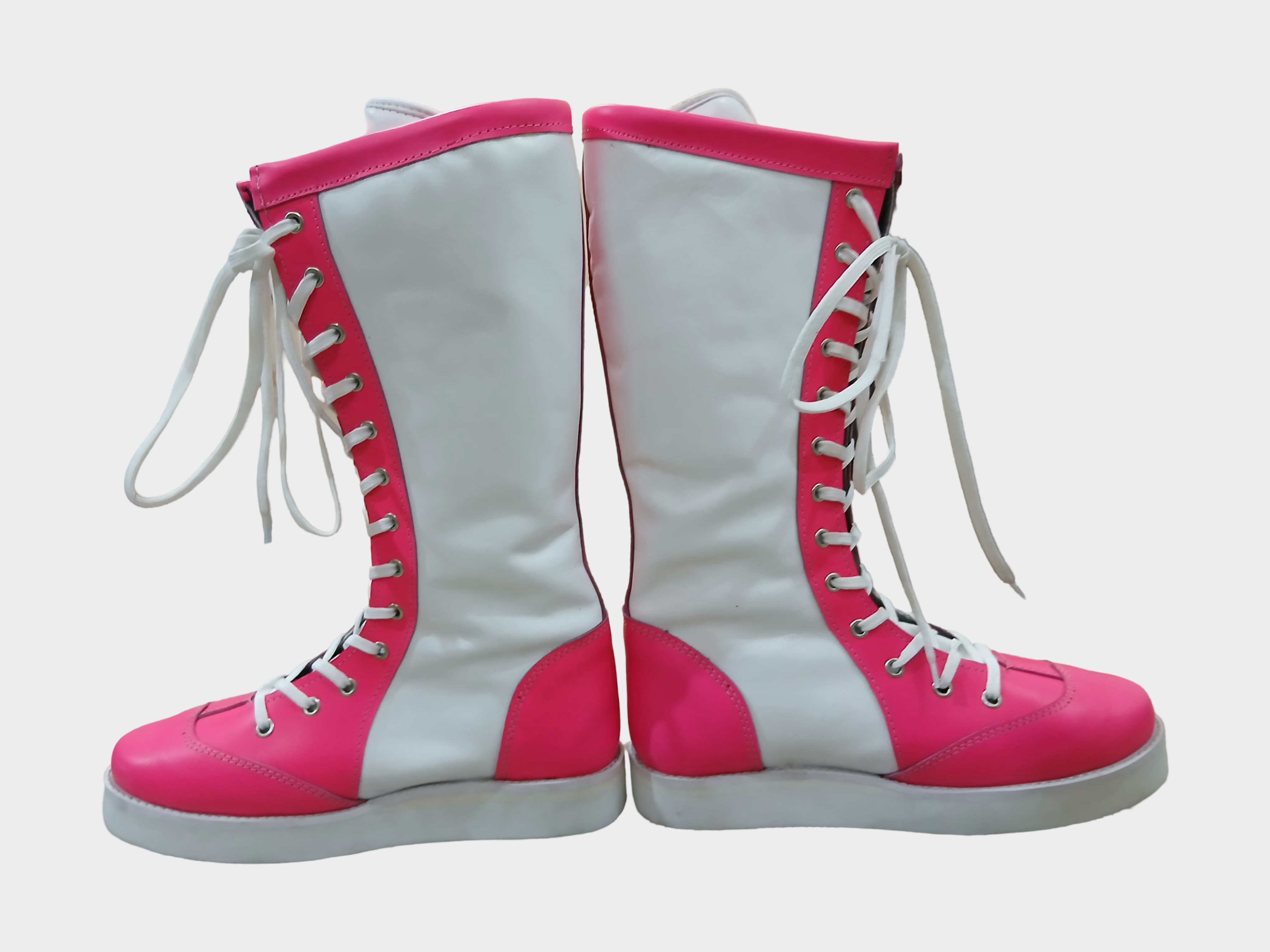 Stoeistewels, Handgemaak, 100% Oorspronklike Leer, Wit & Pienk kleur met Hart