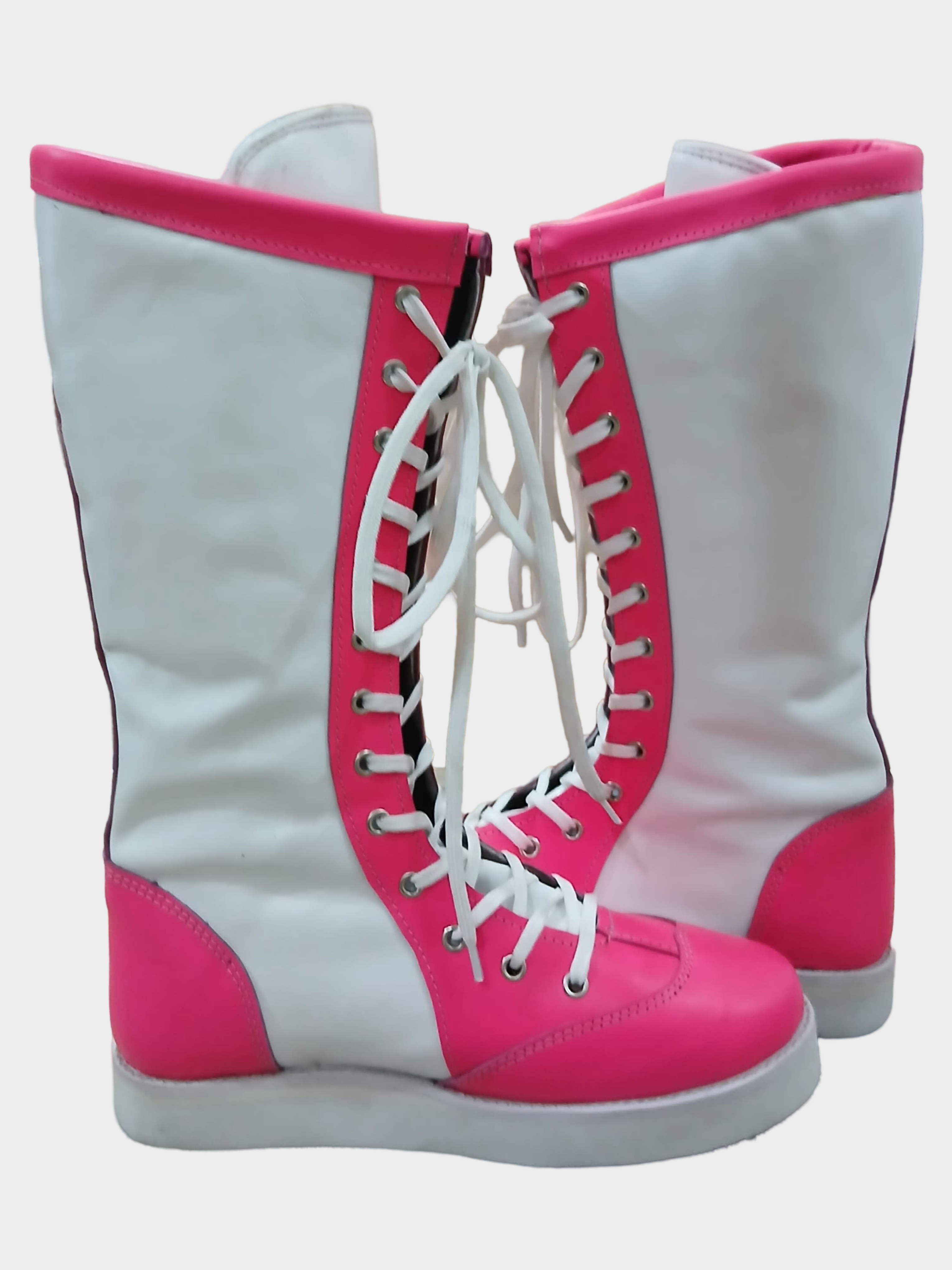 Stoeistewels, Handgemaak, 100% Oorspronklike Leer, Wit & Pienk kleur met Hart