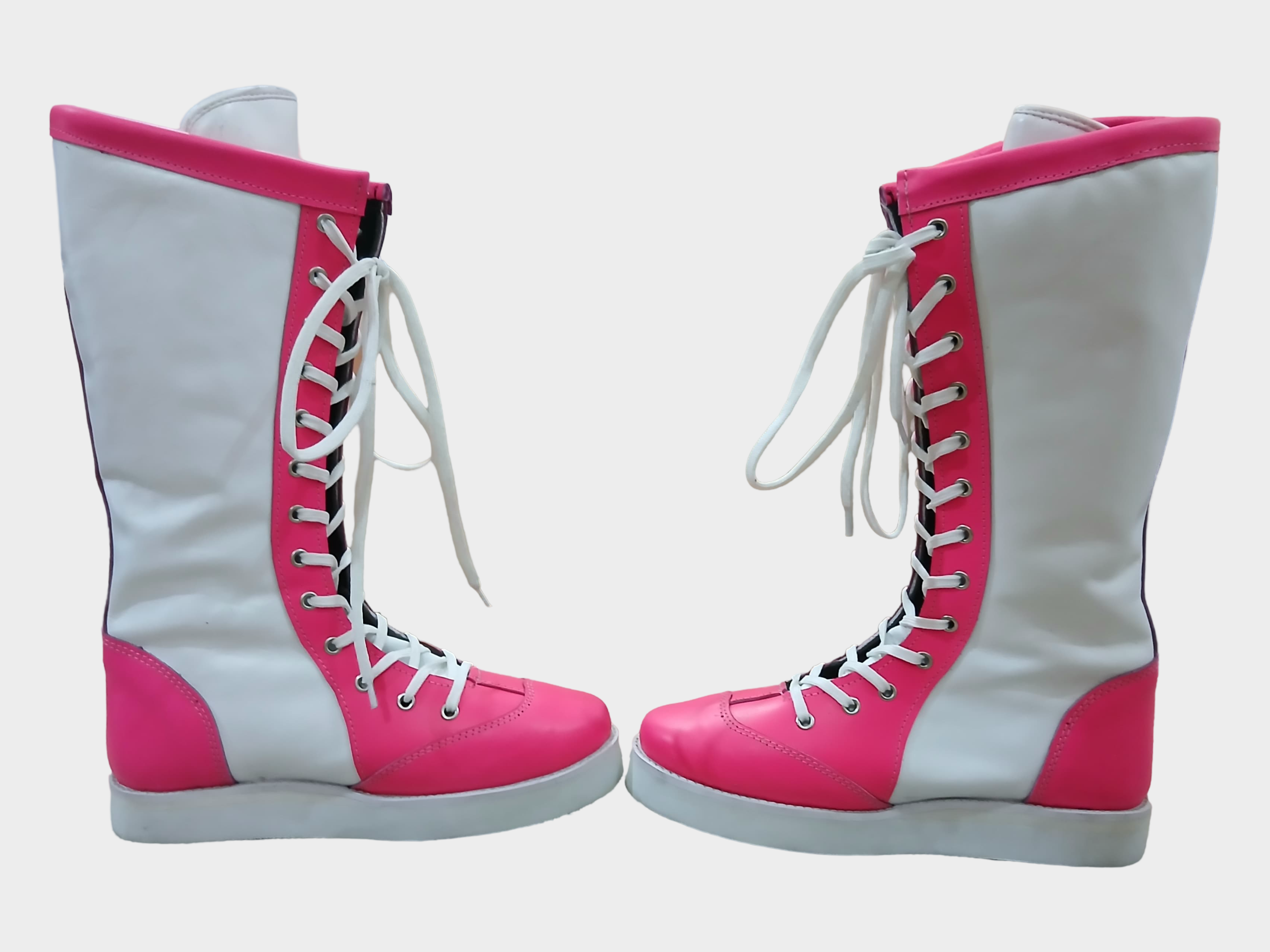 Stoeistewels, Handgemaak, 100% Oorspronklike Leer, Wit & Pienk kleur met Hart