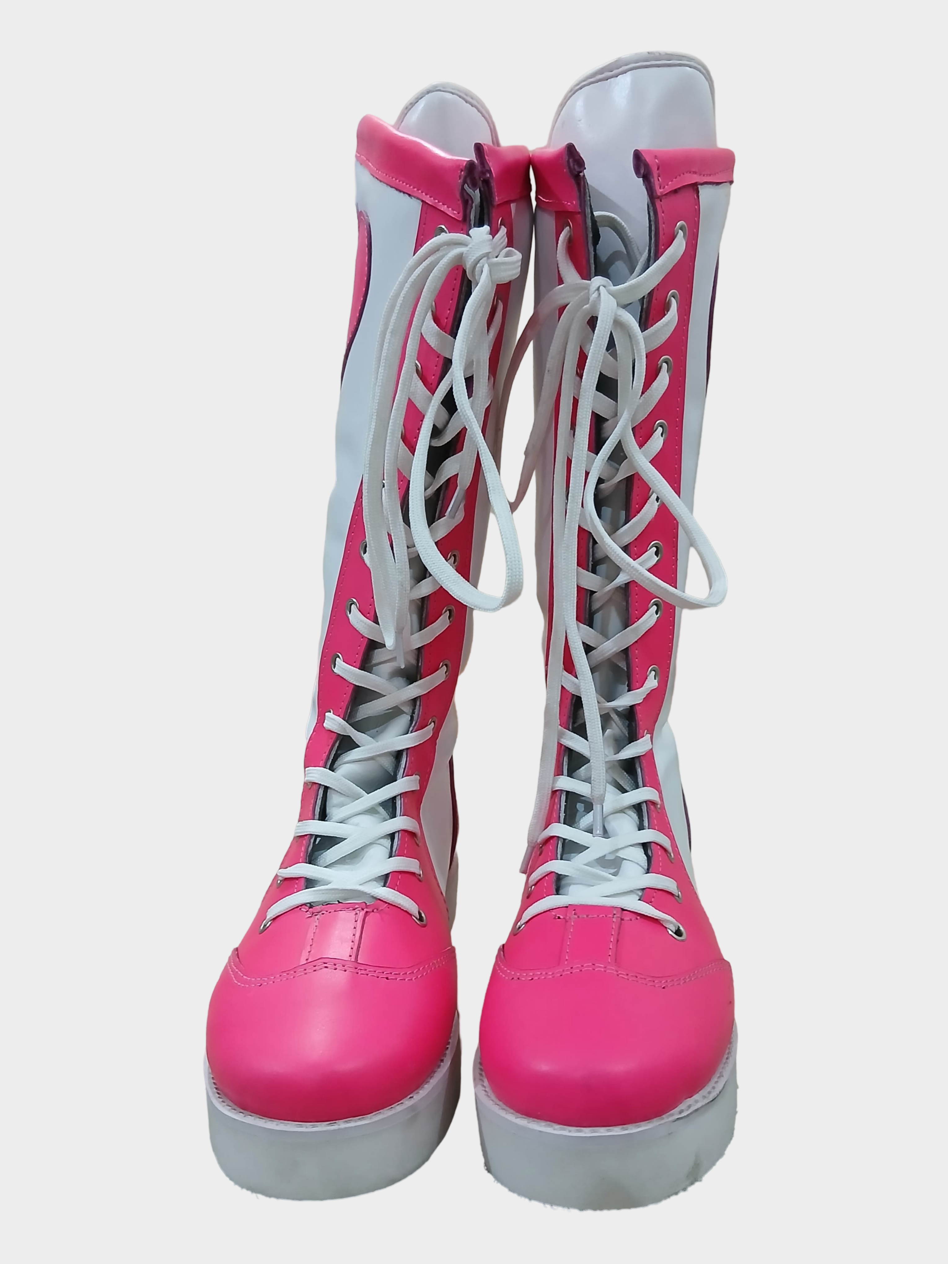 Stoeistewels, Handgemaak, 100% Oorspronklike Leer, Wit & Pienk kleur met Hart