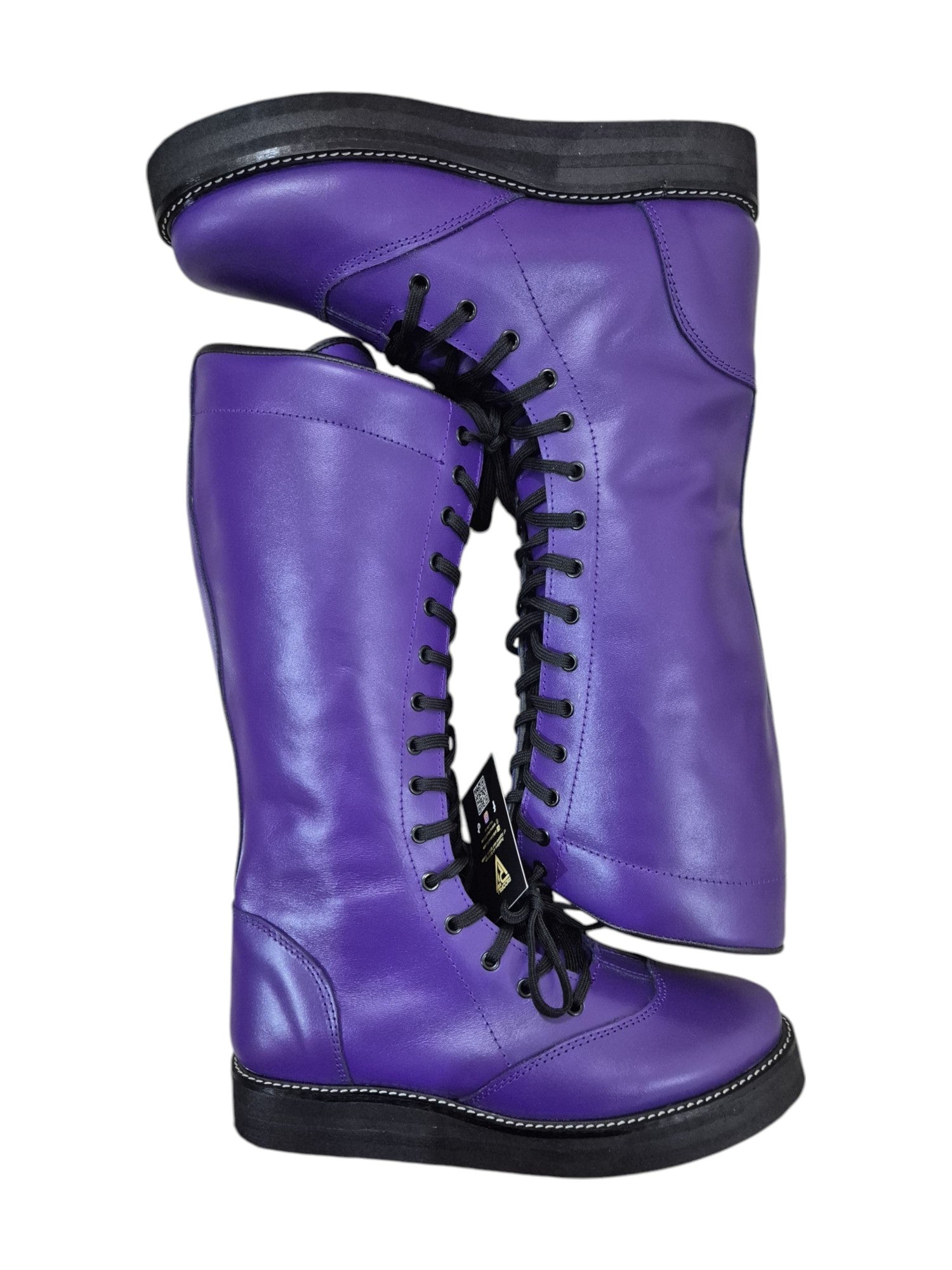 Wrestling Boots, 100% Genuine Leather, Purple Color, Handmade, Customizable