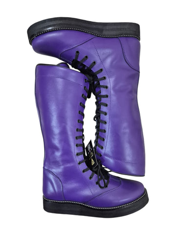 Wrestling Boots, 100% Genuine Leather, Purple Color, Handmade, Customizable