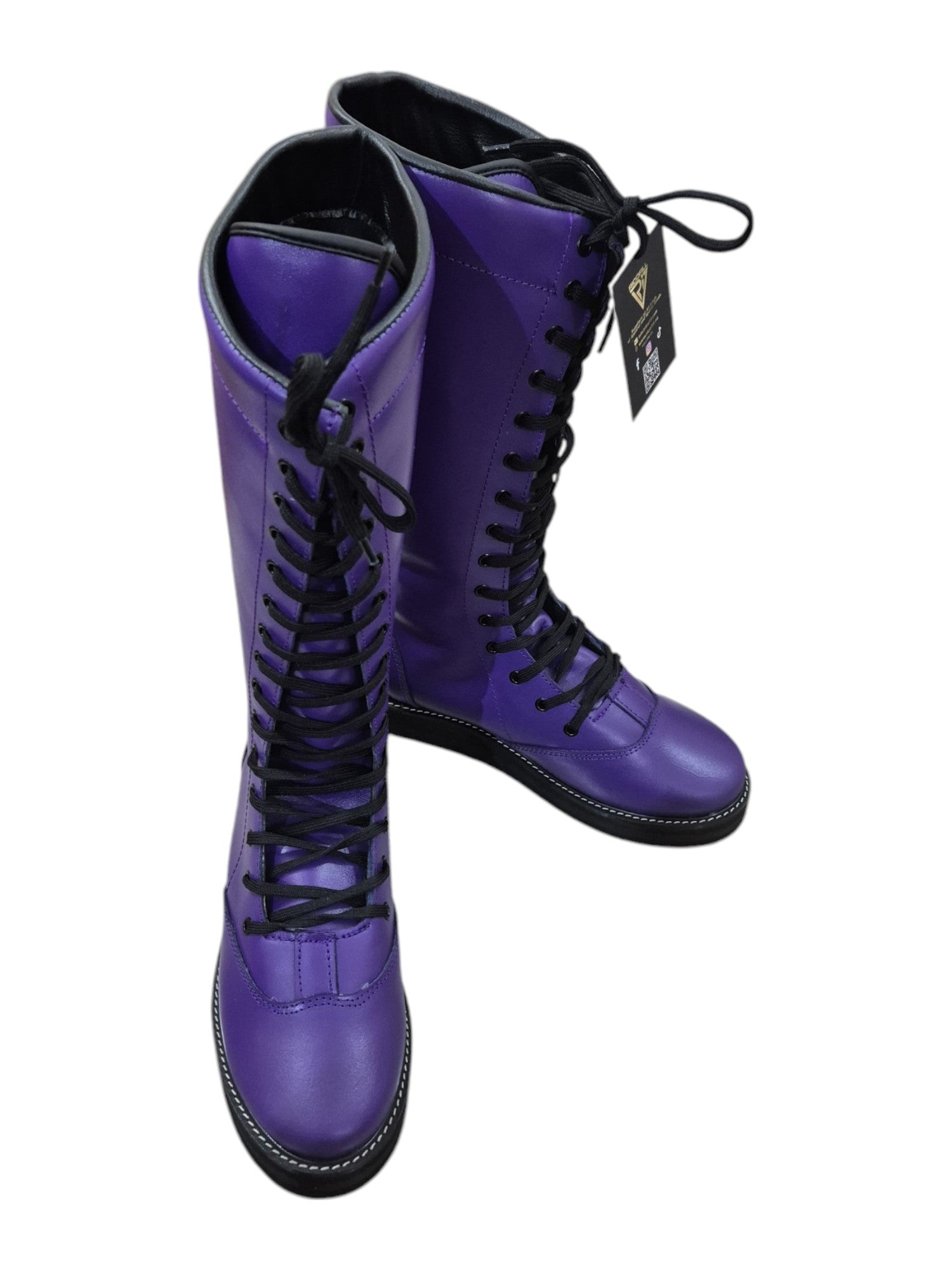 Wrestling Boots, 100% Genuine Leather, Purple Color, Handmade, Customizable