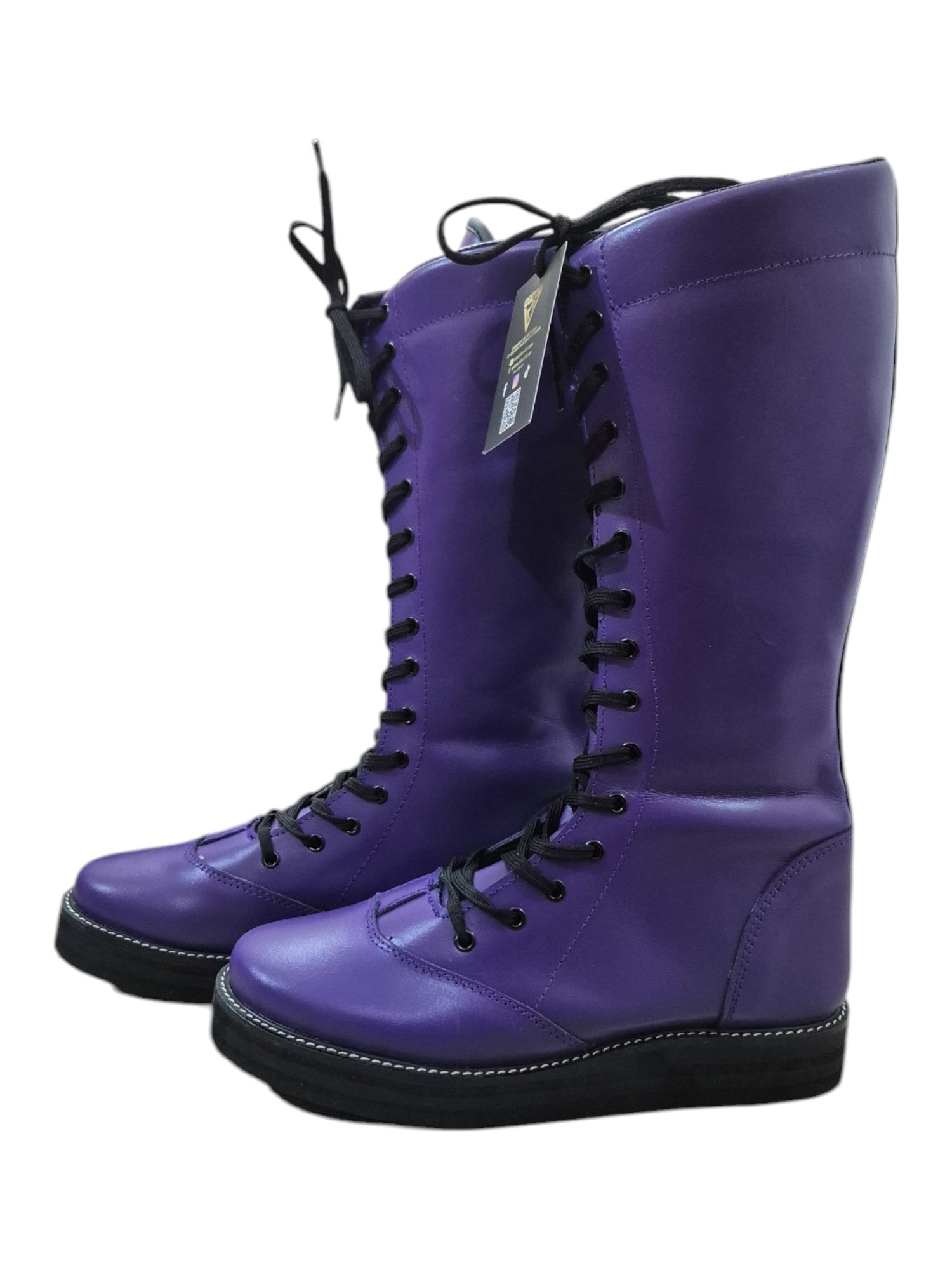 Wrestling Boots, 100% Genuine Leather, Purple Color, Handmade, Customizable