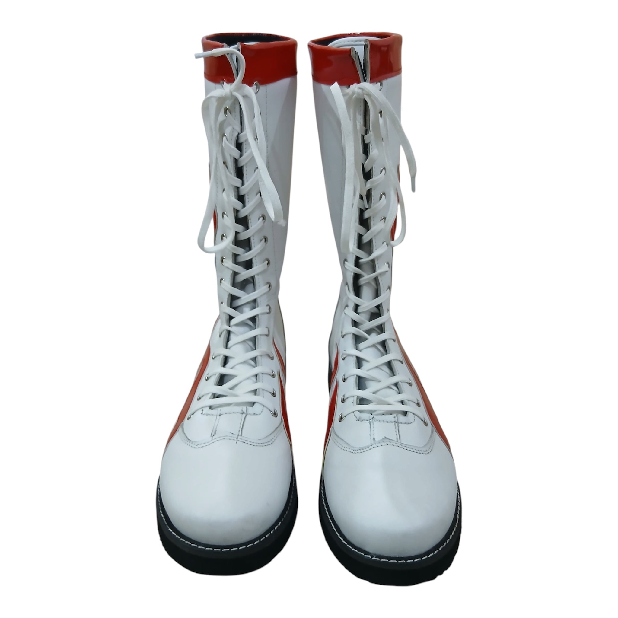 Pro Wrestling Boots, Handmade, 100% Pure Leather, Red Fire Flames, Customizable