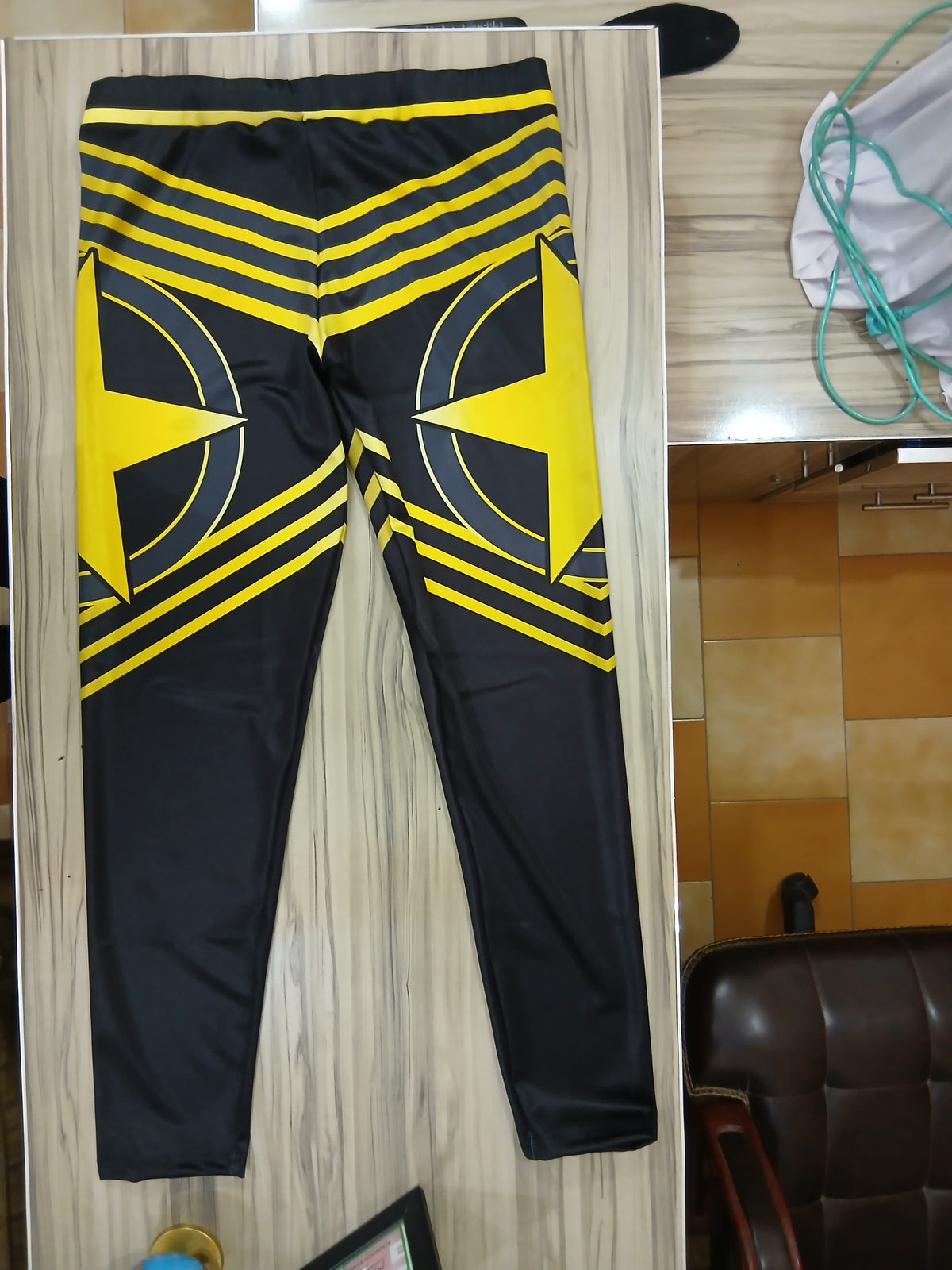 Men's Pro Wrestling Tights: Shiny Spandex, Lycra, Black and  Golden Star