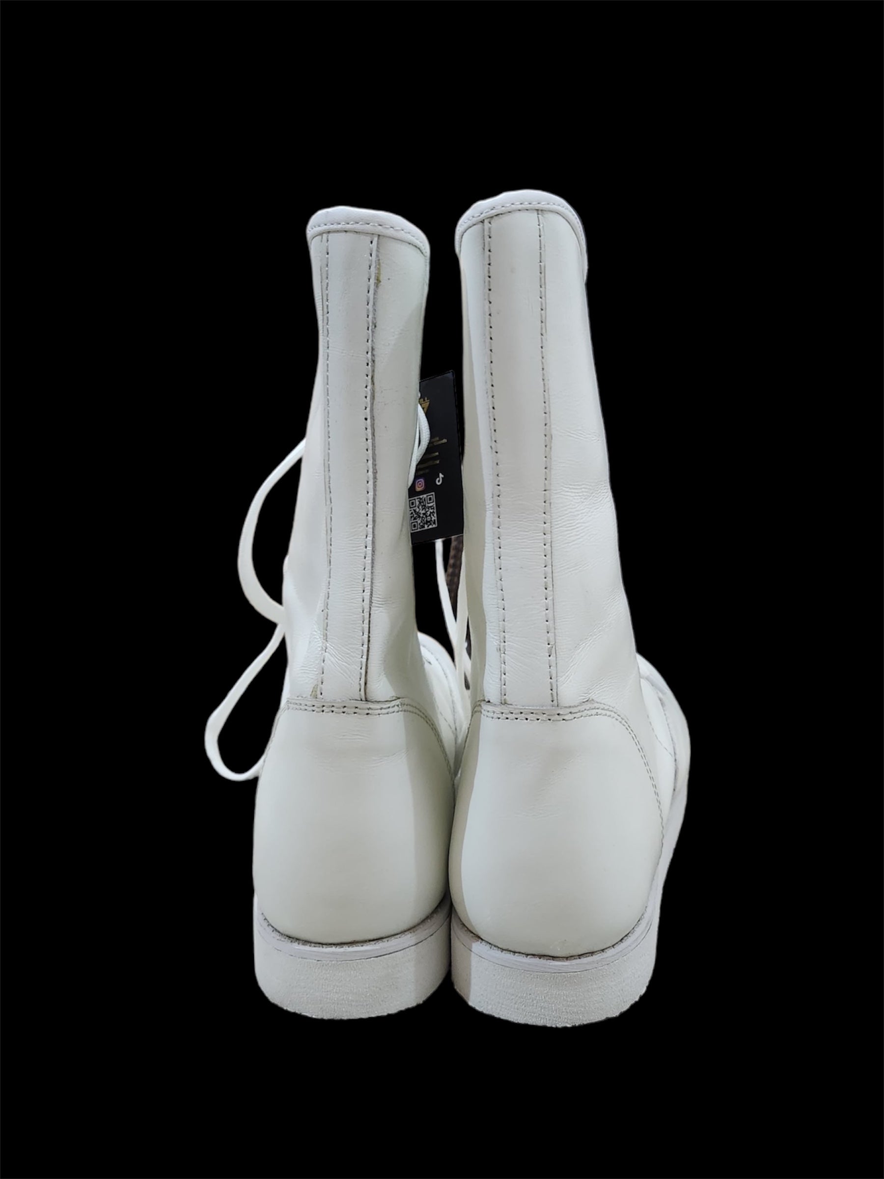 Professionele Stoeistewels, Lae Sny, 100% Oorspronklike Leer, Handgemaak, Wit Kleur, Blink Leer