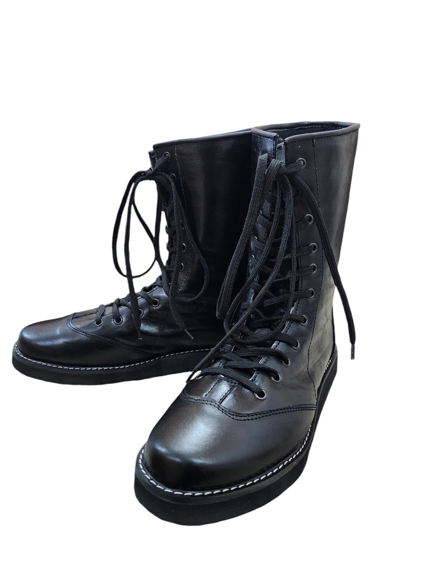 Professionele Stoeistewels, Lae Sny, 100% Oorspronklike Leer, Handgemaak, Swart Kleur, Bill Goldberg-geïnspireer