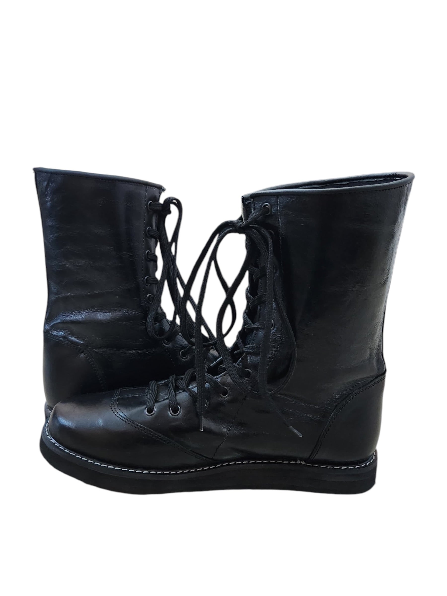 Professionele Stoeistewels, Lae Sny, 100% Oorspronklike Leer, Handgemaak, Swart Kleur, Bill Goldberg-geïnspireer