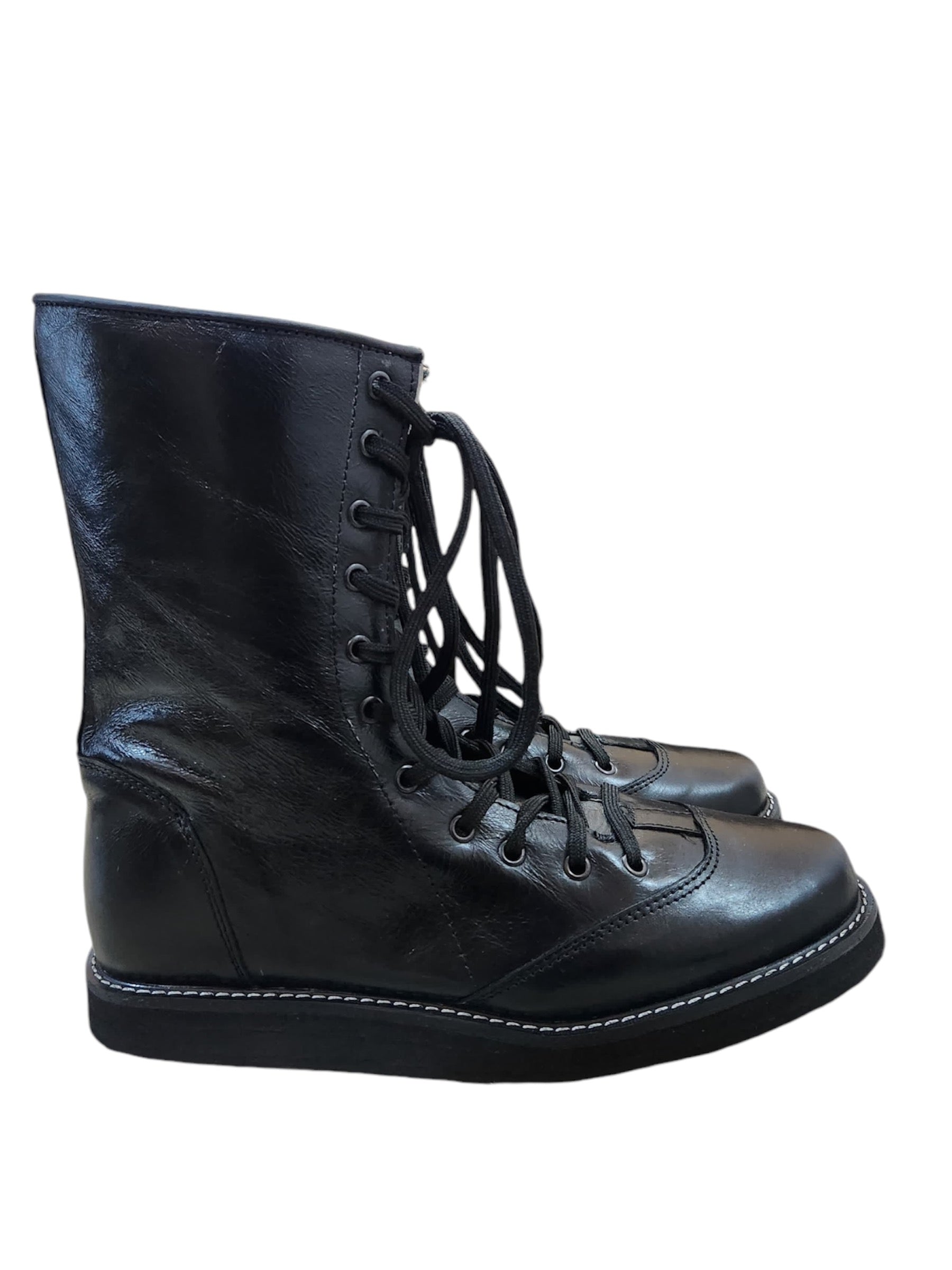 Professionele Stoeistewels, Lae Sny, 100% Oorspronklike Leer, Handgemaak, Swart Kleur, Bill Goldberg-geïnspireer