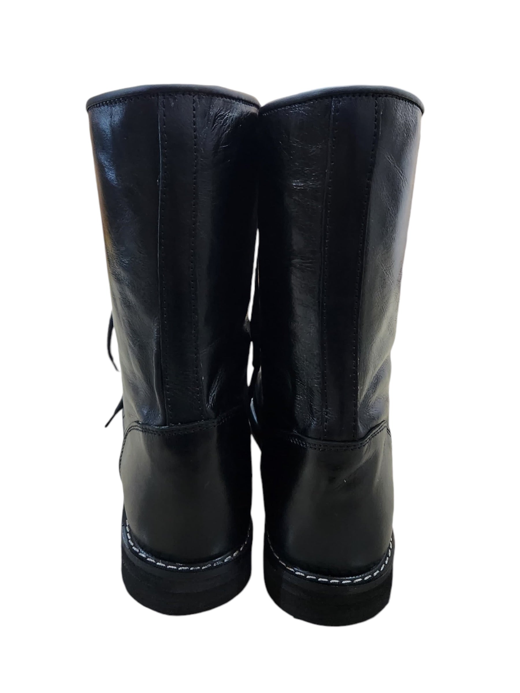 Professionele Stoeistewels, Lae Sny, 100% Oorspronklike Leer, Handgemaak, Swart Kleur, Bill Goldberg-geïnspireer