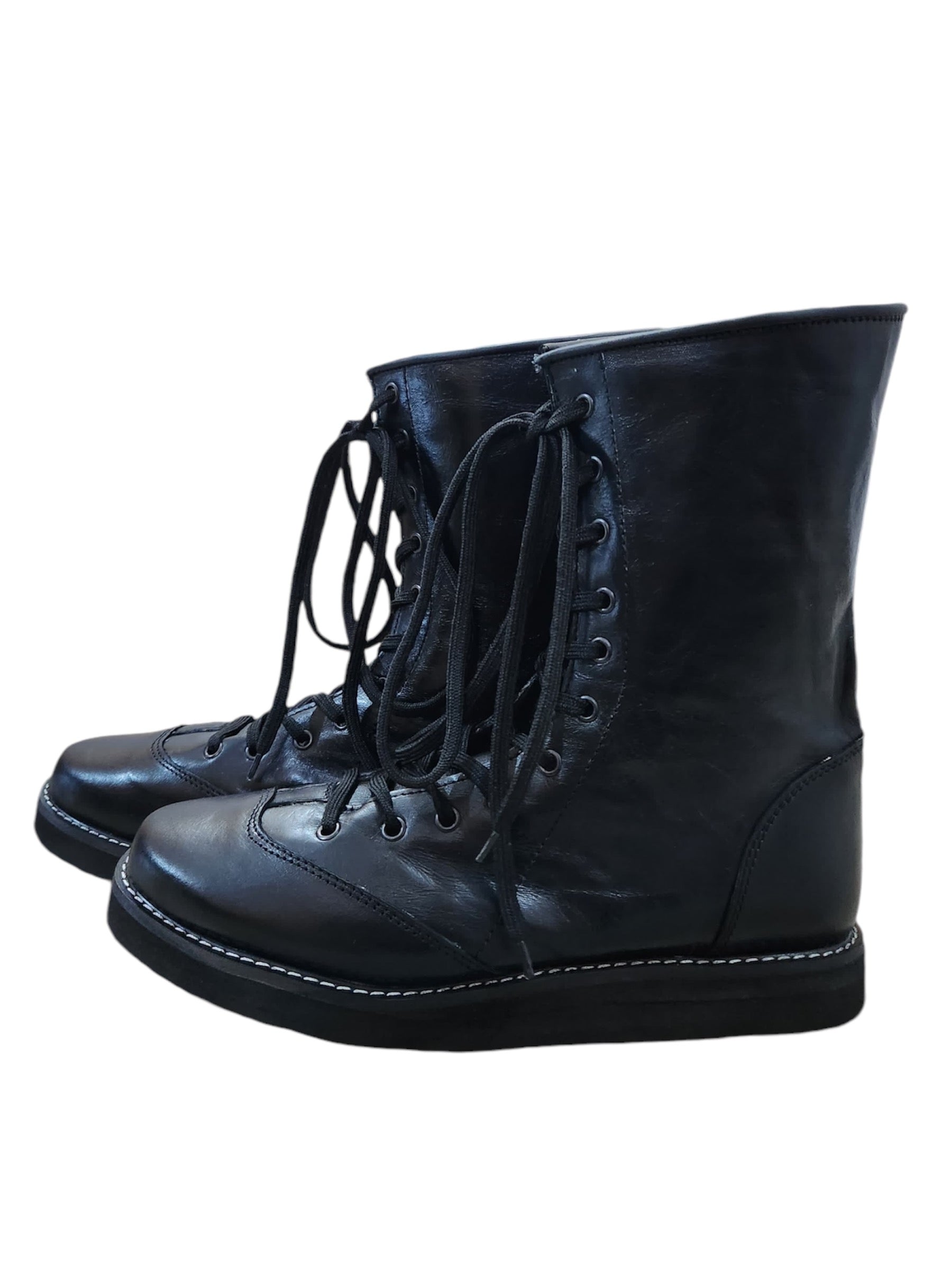 Professionele Stoeistewels, Lae Sny, 100% Oorspronklike Leer, Handgemaak, Swart Kleur, Bill Goldberg-geïnspireer