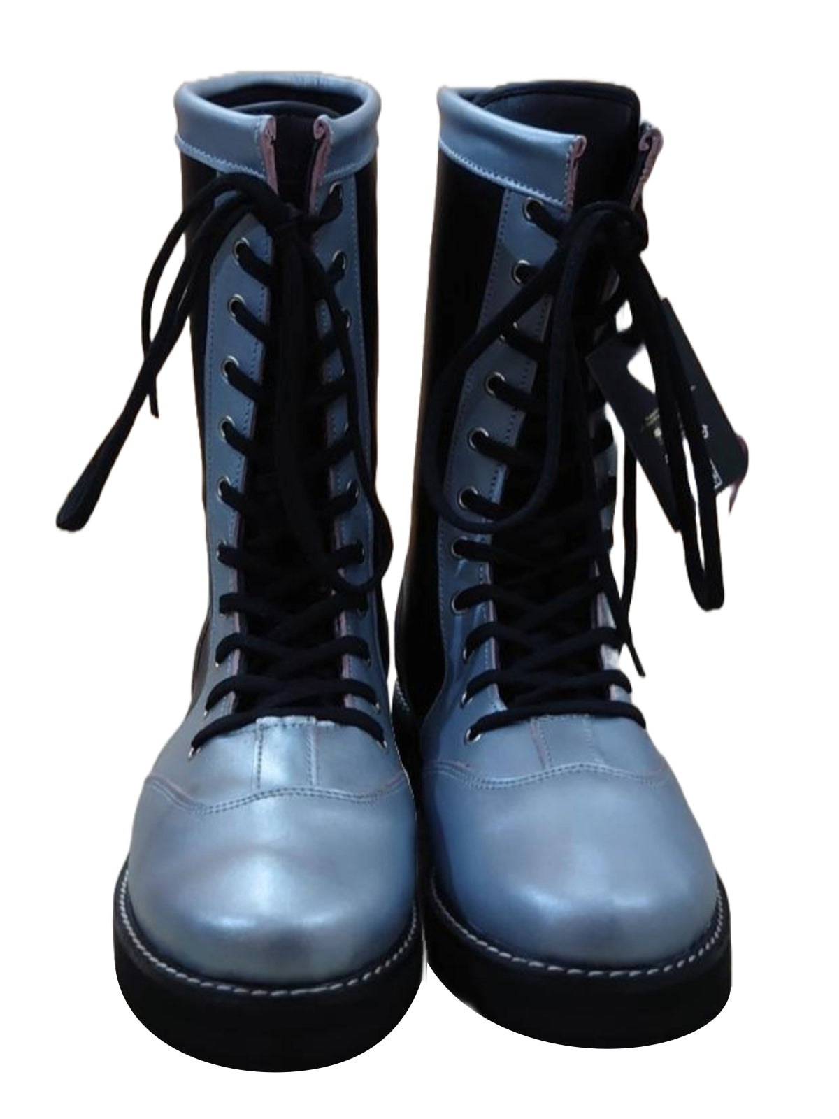 Stoeistewels, Handgemaak, 100% Oorspronklike Leer, Swart en Silwer Kleur, Aanpasbaar, Vetersluitingstyl