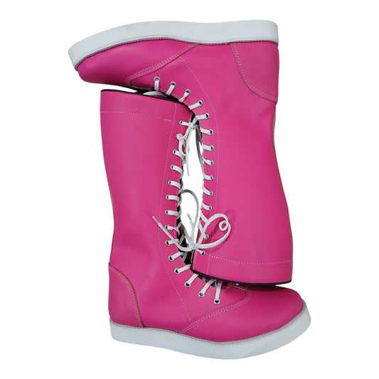 Pro Wrestling Boots, Handmade, 100% Original Leather, Hot Pink Color, Customizable