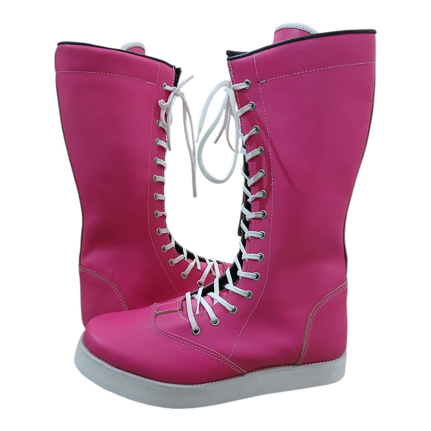 Pro Wrestling Boots, Handmade, 100% Original Leather, Hot Pink Color, Customizable