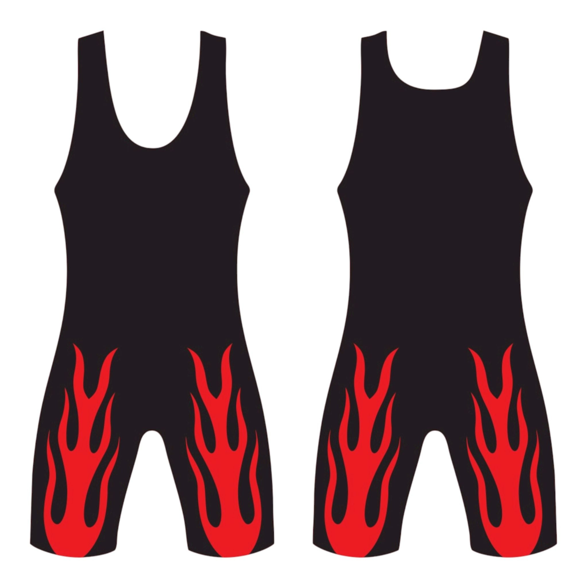 Wrestling Singlet, Stretchable, Red Fire Style, Customized Colors,