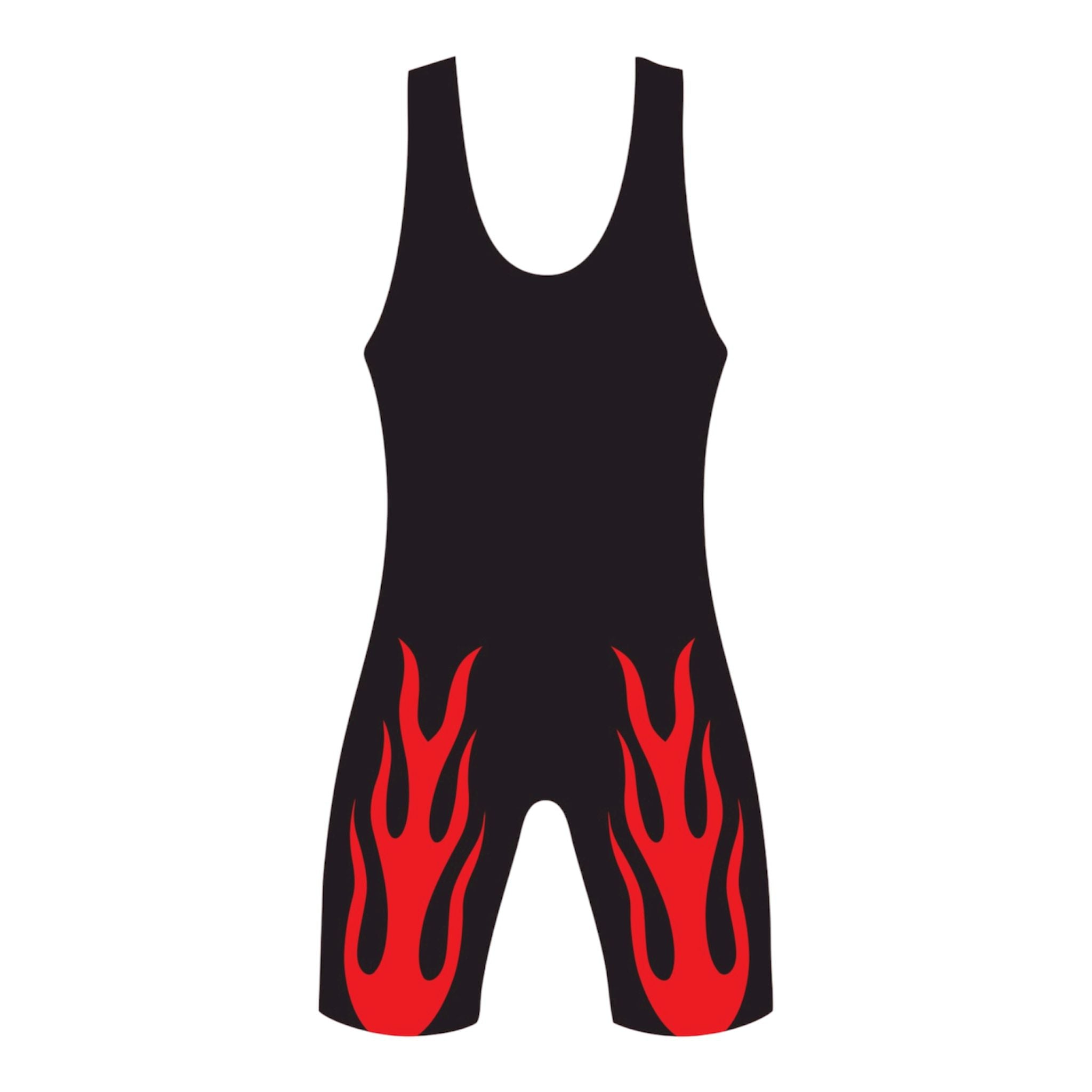 Wrestling Singlet, Stretchable, Red Fire Style, Customized Colors,