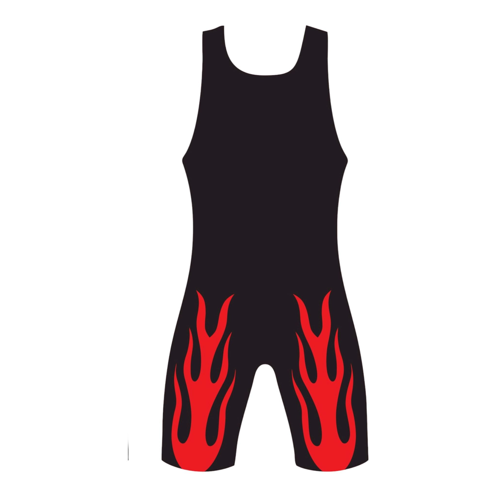 Wrestling Singlet, Stretchable, Red Fire Style, Customized Colors,