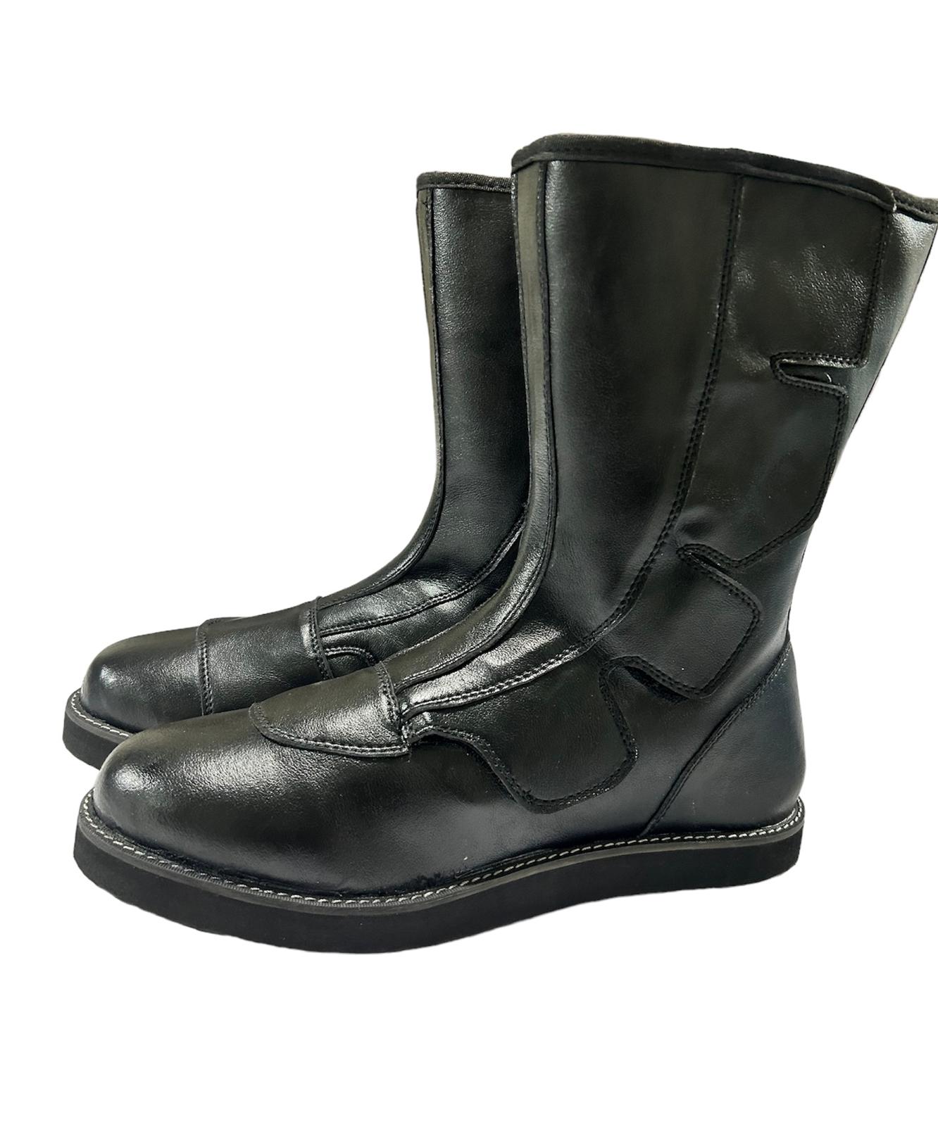 Stoei Lang Stewels, Swart Kleur, Handgemaak, 100% Oorspronklike Leer, Klittenbandstyl, Aanpasbare kleure en Sooldikte