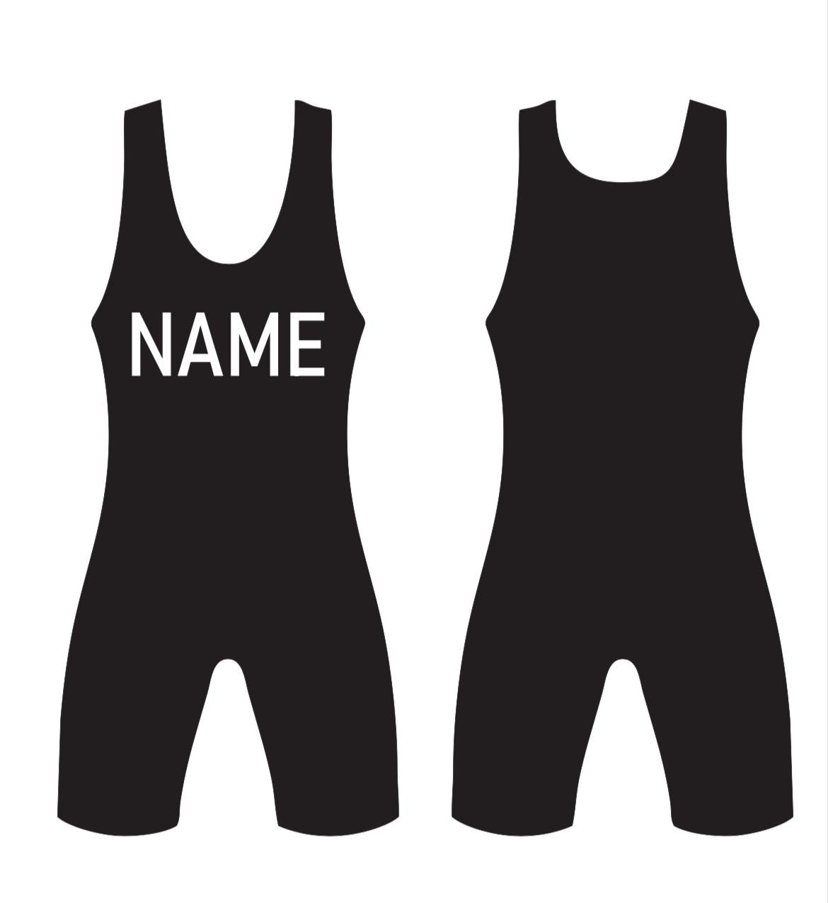 Wrestling Singlet, Stretchable, Black with Name, Customized Colors