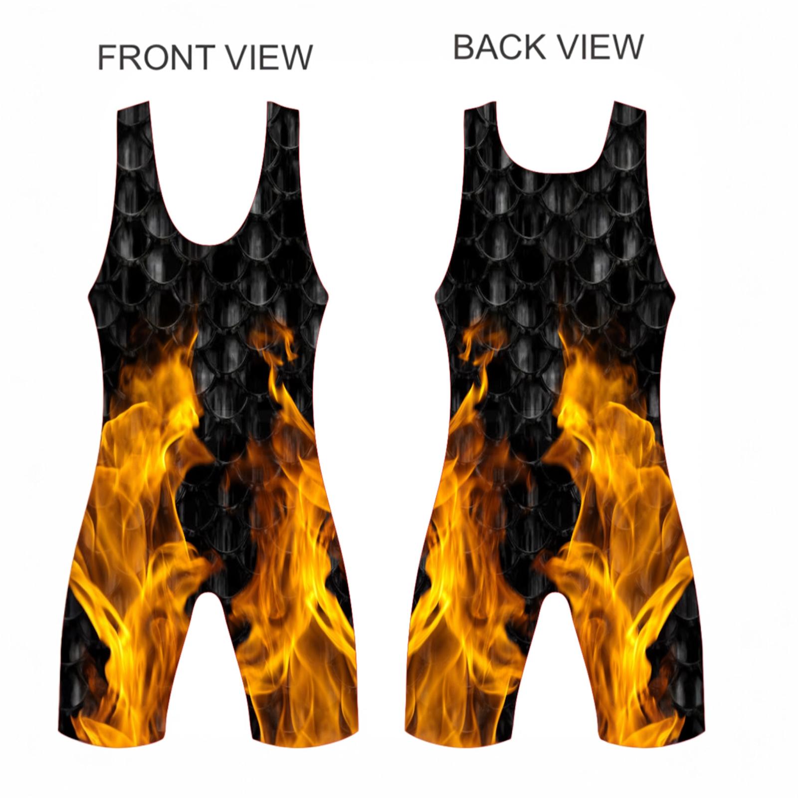 Wrestling Singlet, Stretchable, Real Fire Style, Customized Colors