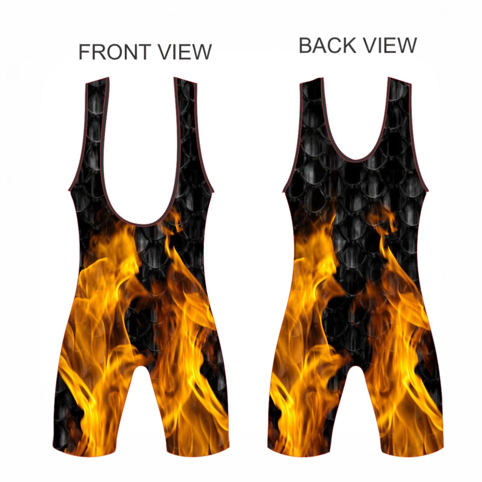 Wrestling Singlet, Stretchable, Real Fire Style, Customized Colors
