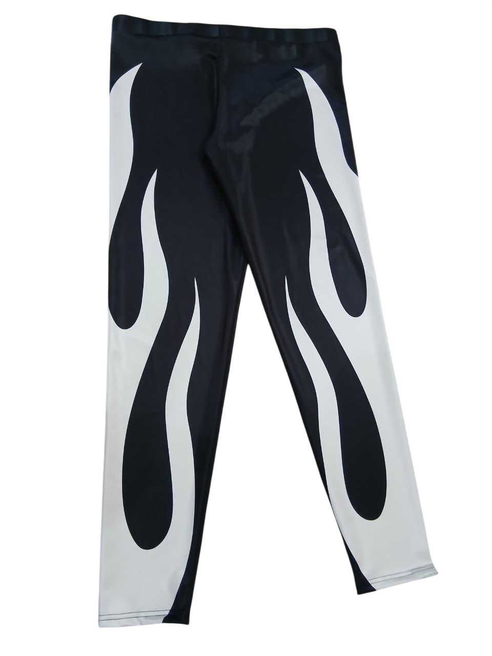 Wrestling Tights Black, White Fire Style, Stretchable and Customized Colors