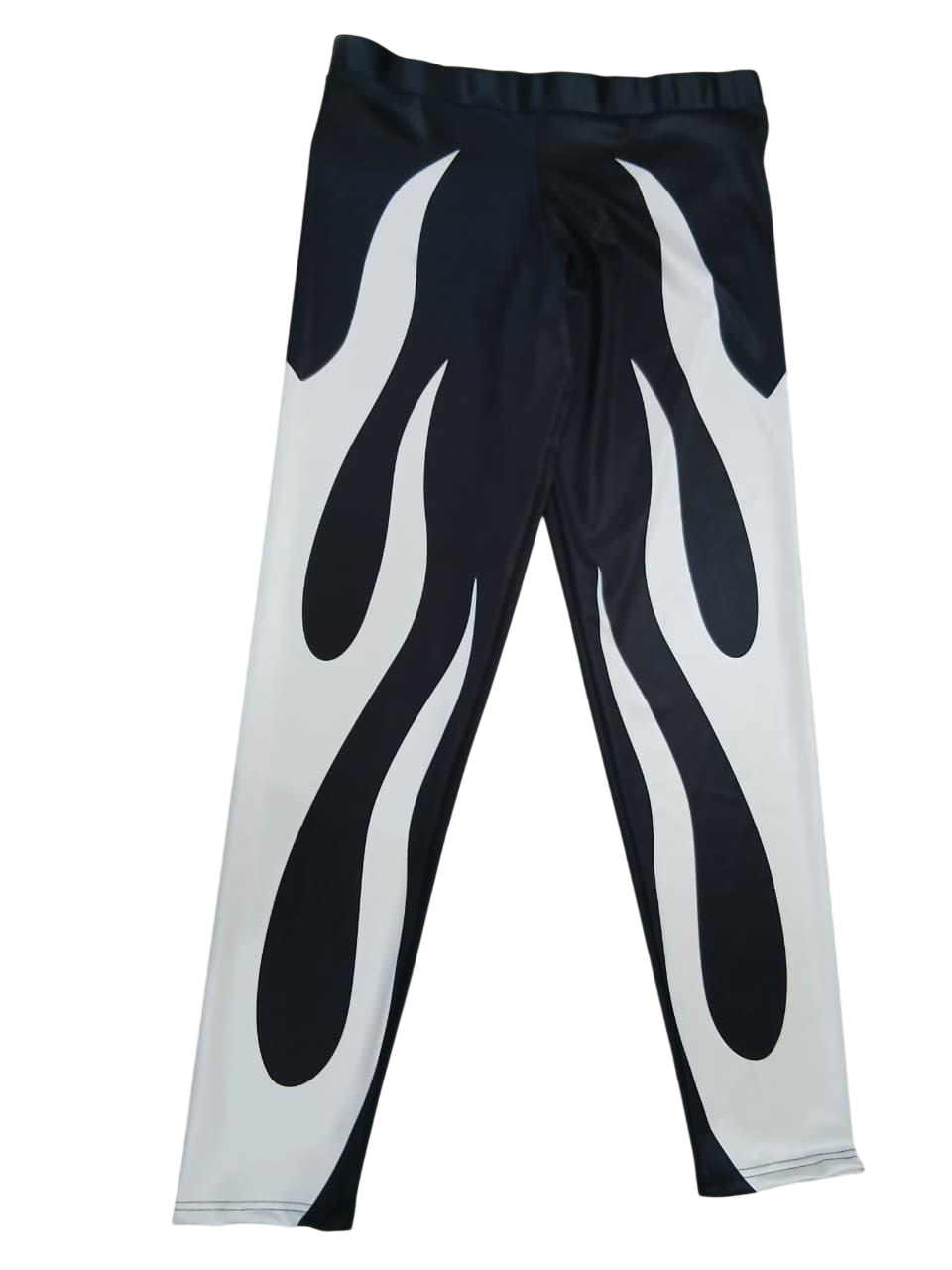 Wrestling Tights Black, White Fire Style, Stretchable and Customized Colors