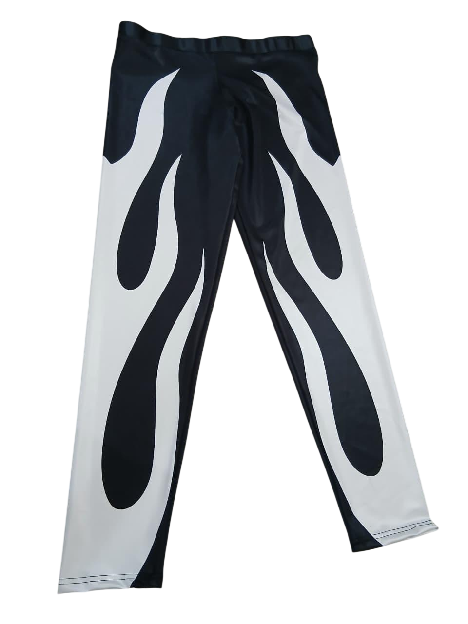 Wrestling Tights Black, White Fire Style, Stretchable and Customized Colors
