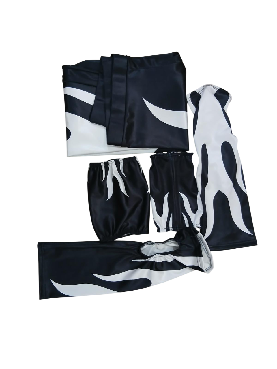 Wrestling Tights Black, White Fire Style, Stretchable and Customized Colors