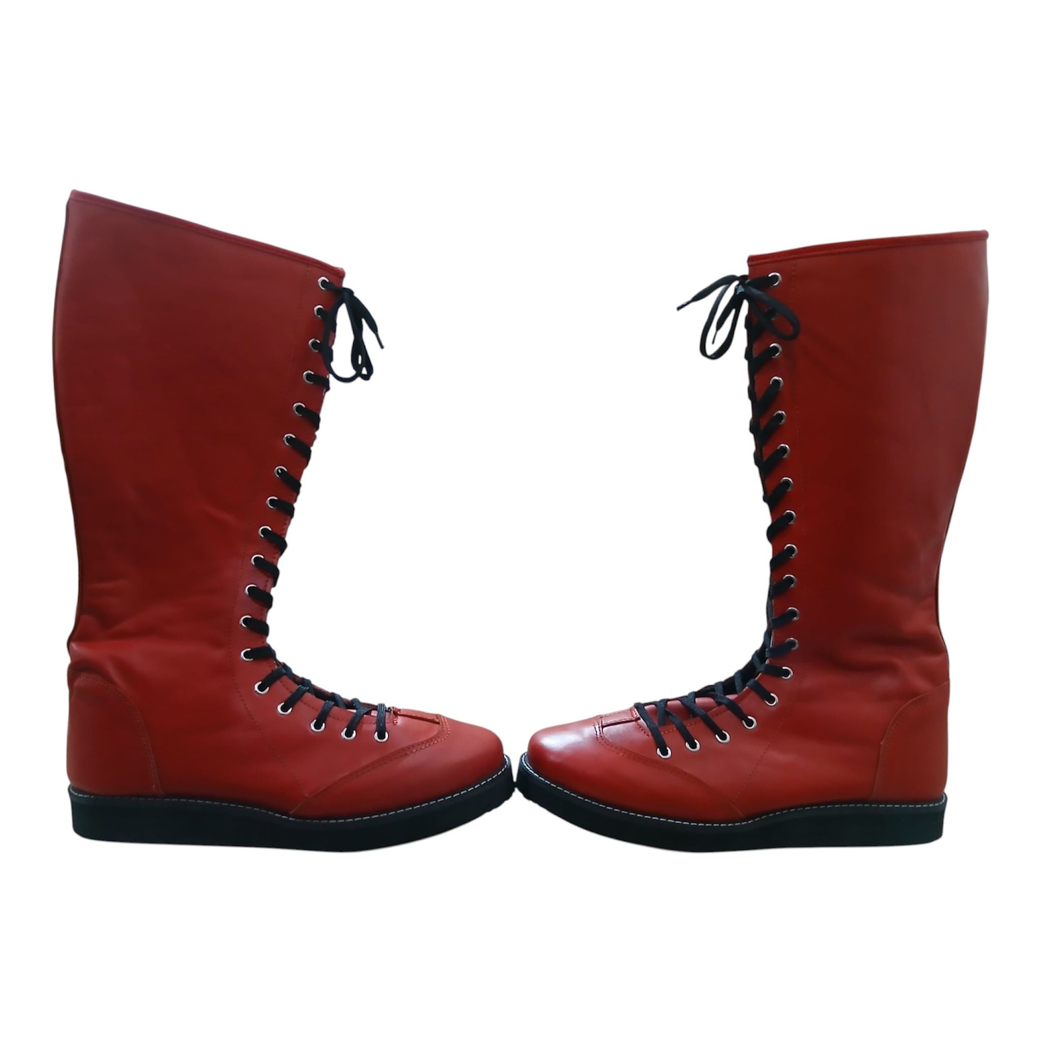 Wrestling Boots, 100% Genuine Leather, Red Color, Handmade, Customizable