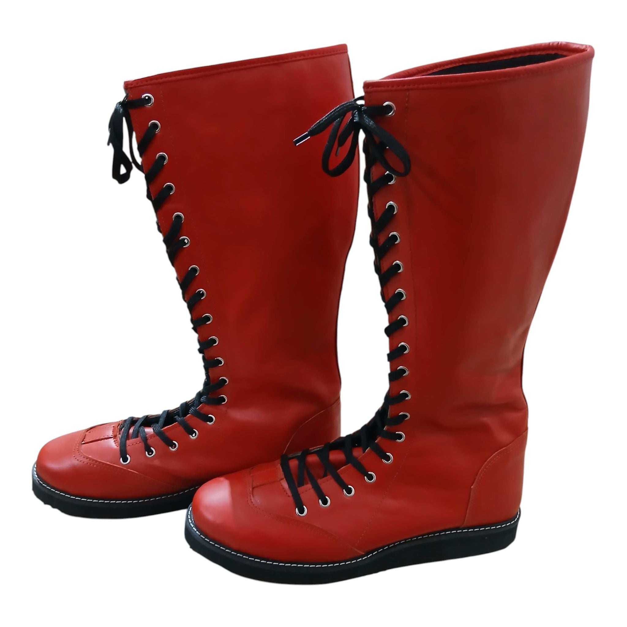 Wrestling Boots, 100% Genuine Leather, Red Color, Handmade, Customizable