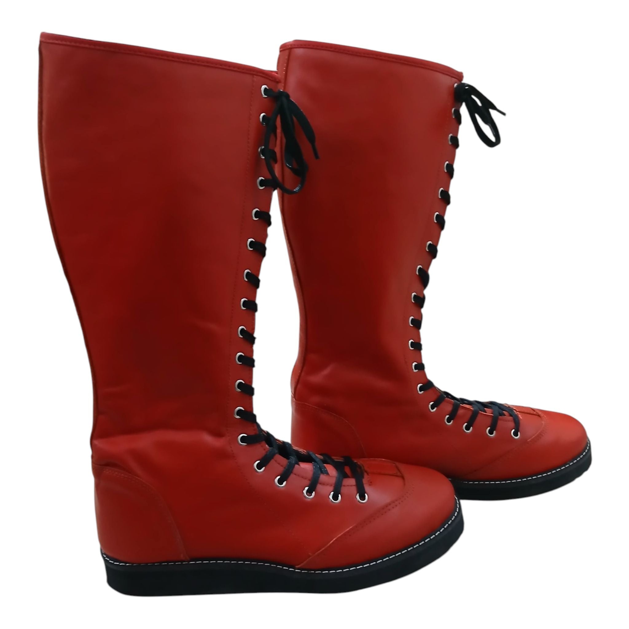 Wrestling Boots, 100% Genuine Leather, Red Color, Handmade, Customizable