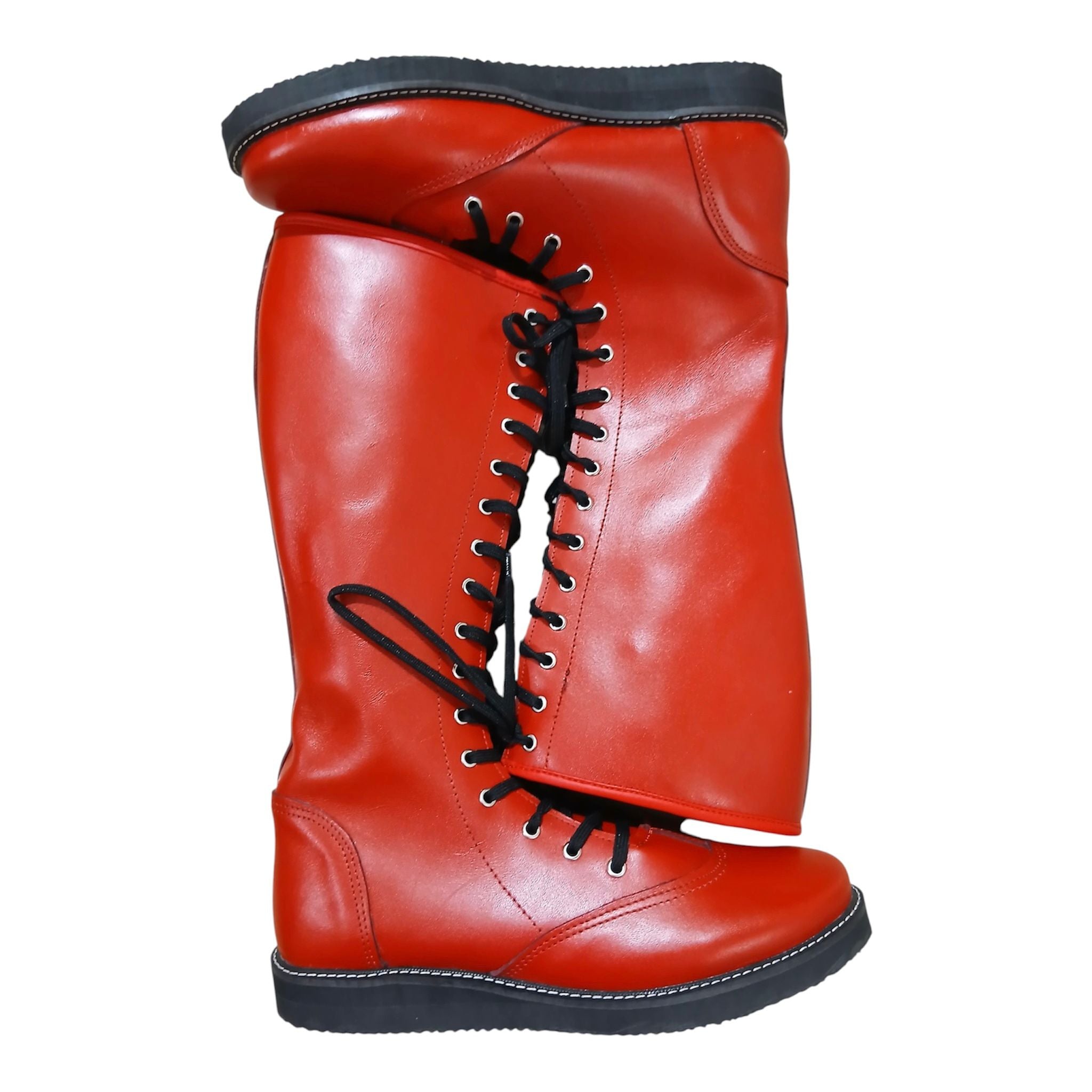 Wrestling Boots, 100% Genuine Leather, Red Color, Handmade, Customizable