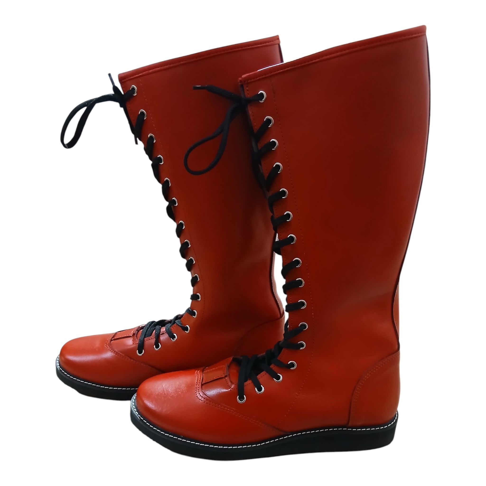 Wrestling Boots, 100% Genuine Leather, Red Color, Handmade, Customizable