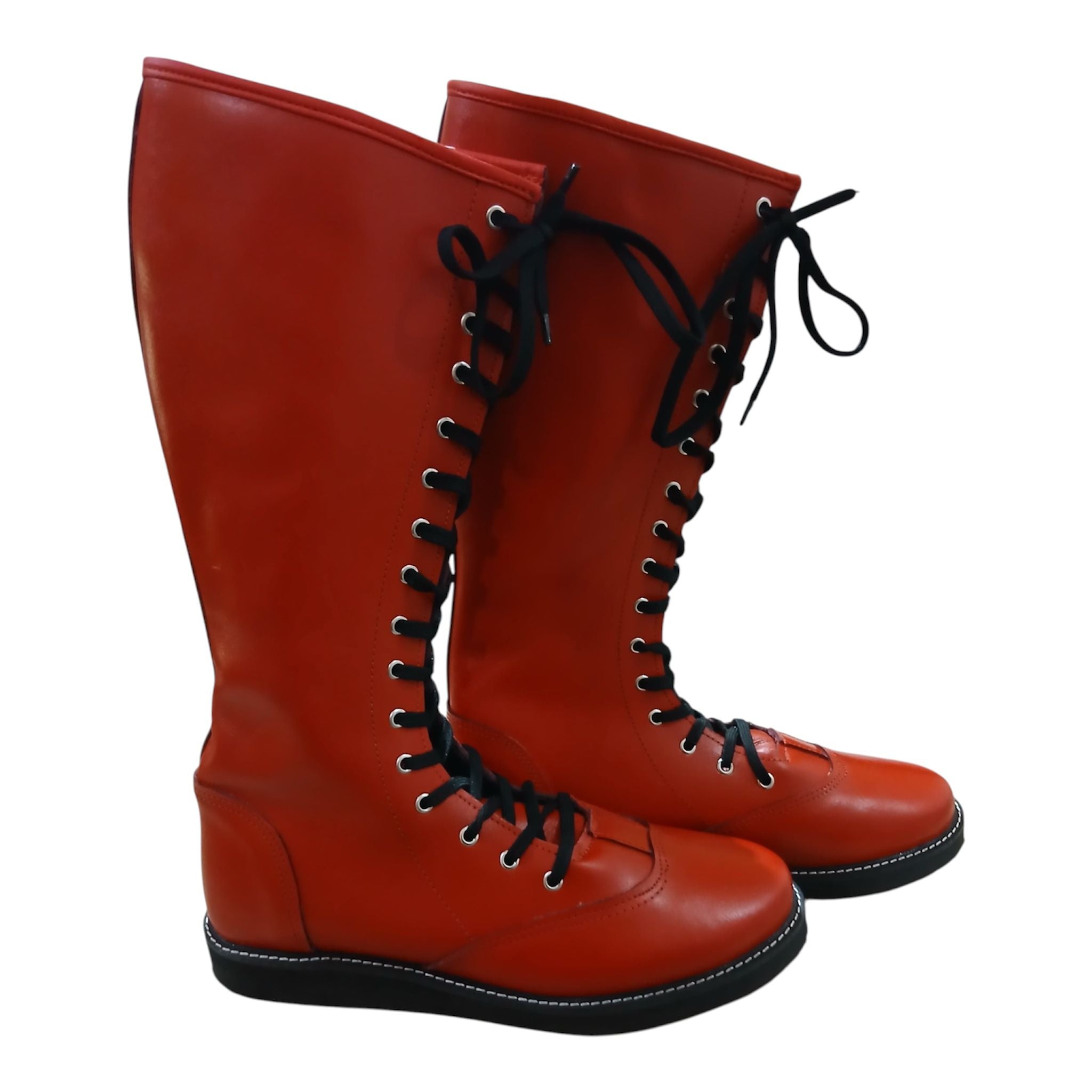 Wrestling Boots, 100% Genuine Leather, Red Color, Handmade, Customizable
