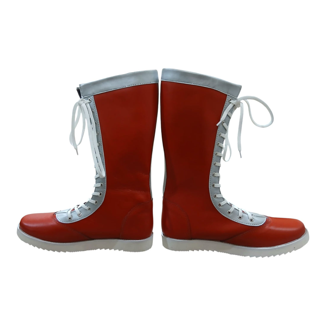 Wrestling Long Boots, 100% Original Leather, Red with Silver trim, Handmade