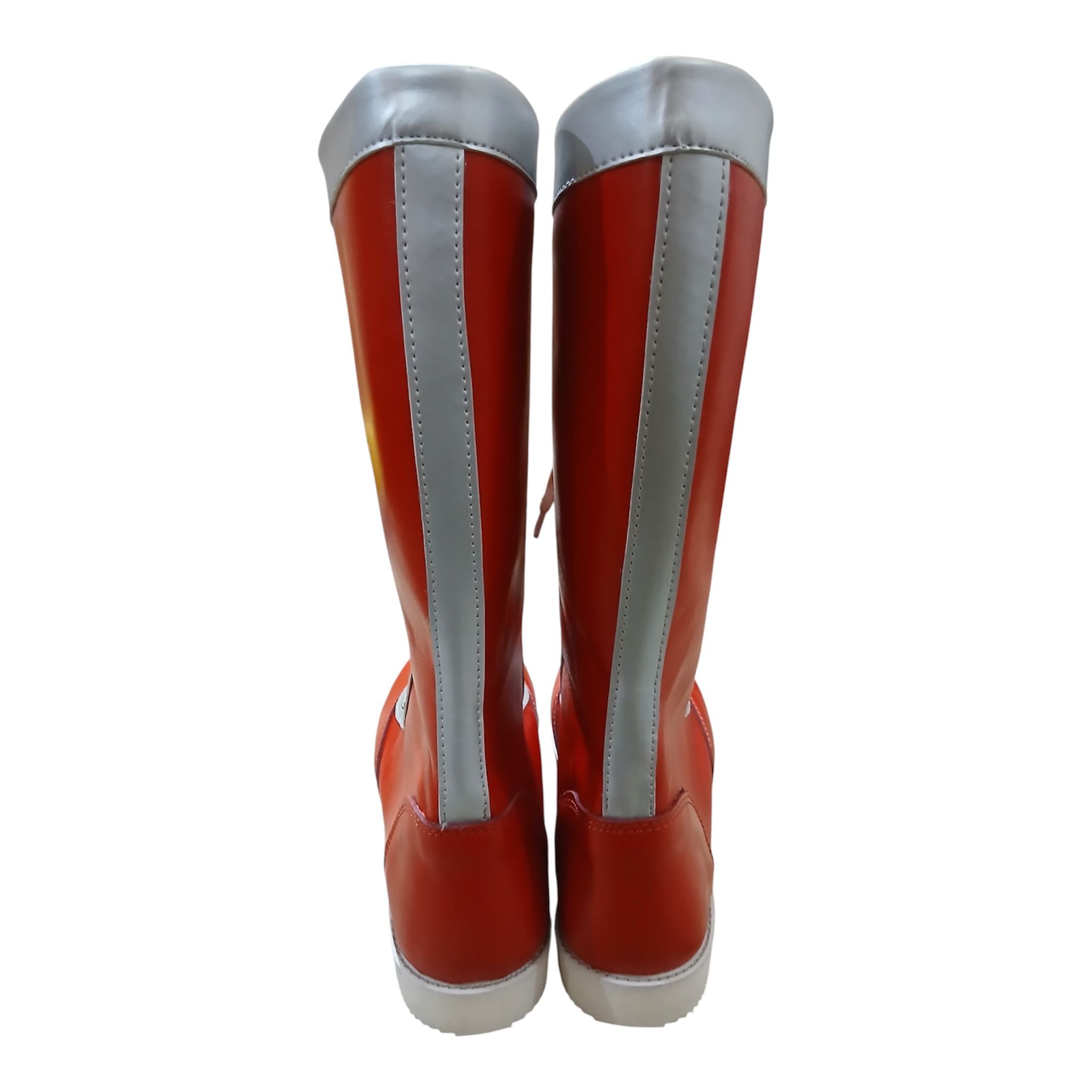 Wrestling Long Boots, 100% Original Leather, Red with Silver trim, Handmade