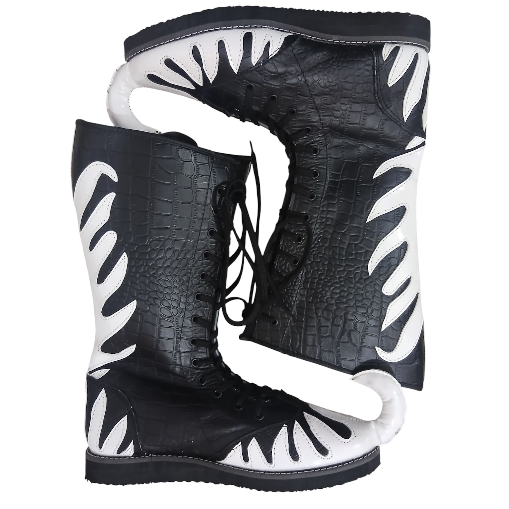 Professionele Stoeistewels, Handgemaak, 100% Oorspronklike Leer, Wit Crocs-patroon, Aanpasbare kleure