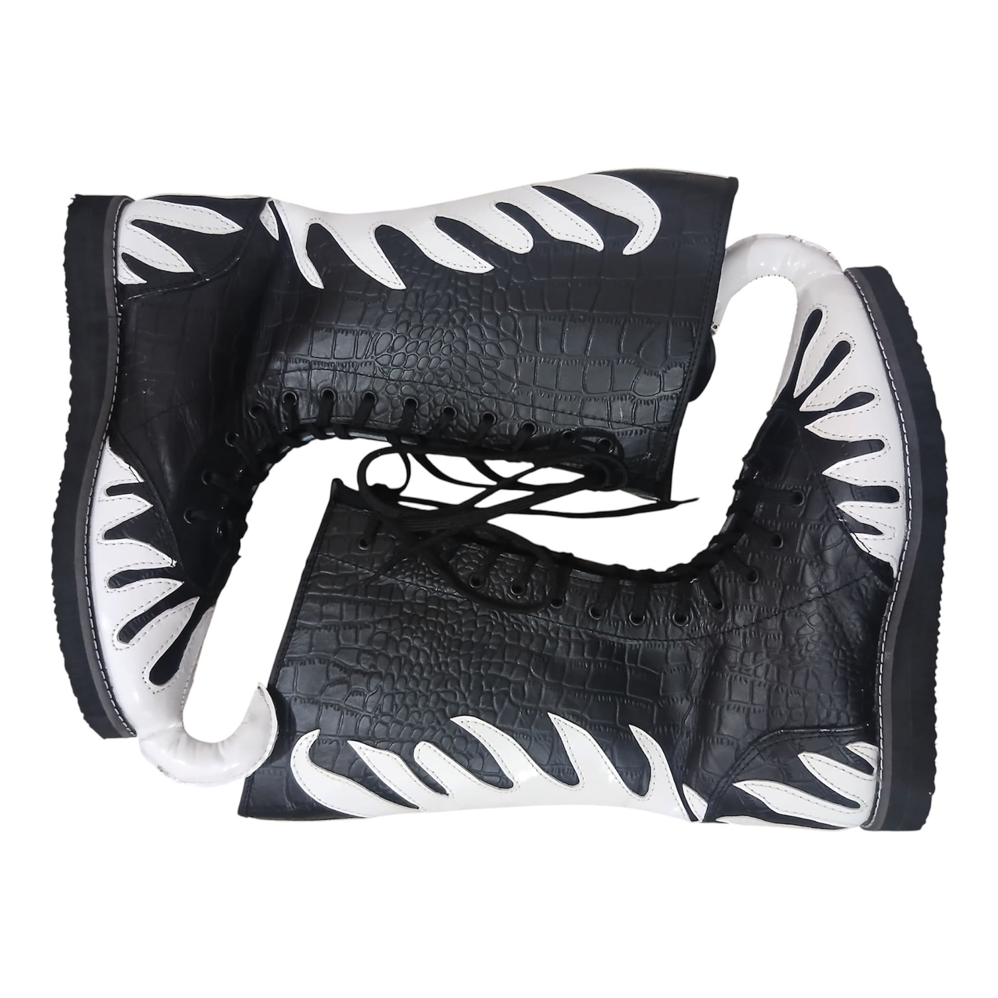 Professionele Stoeistewels, Handgemaak, 100% Oorspronklike Leer, Wit Crocs-patroon, Aanpasbare kleure