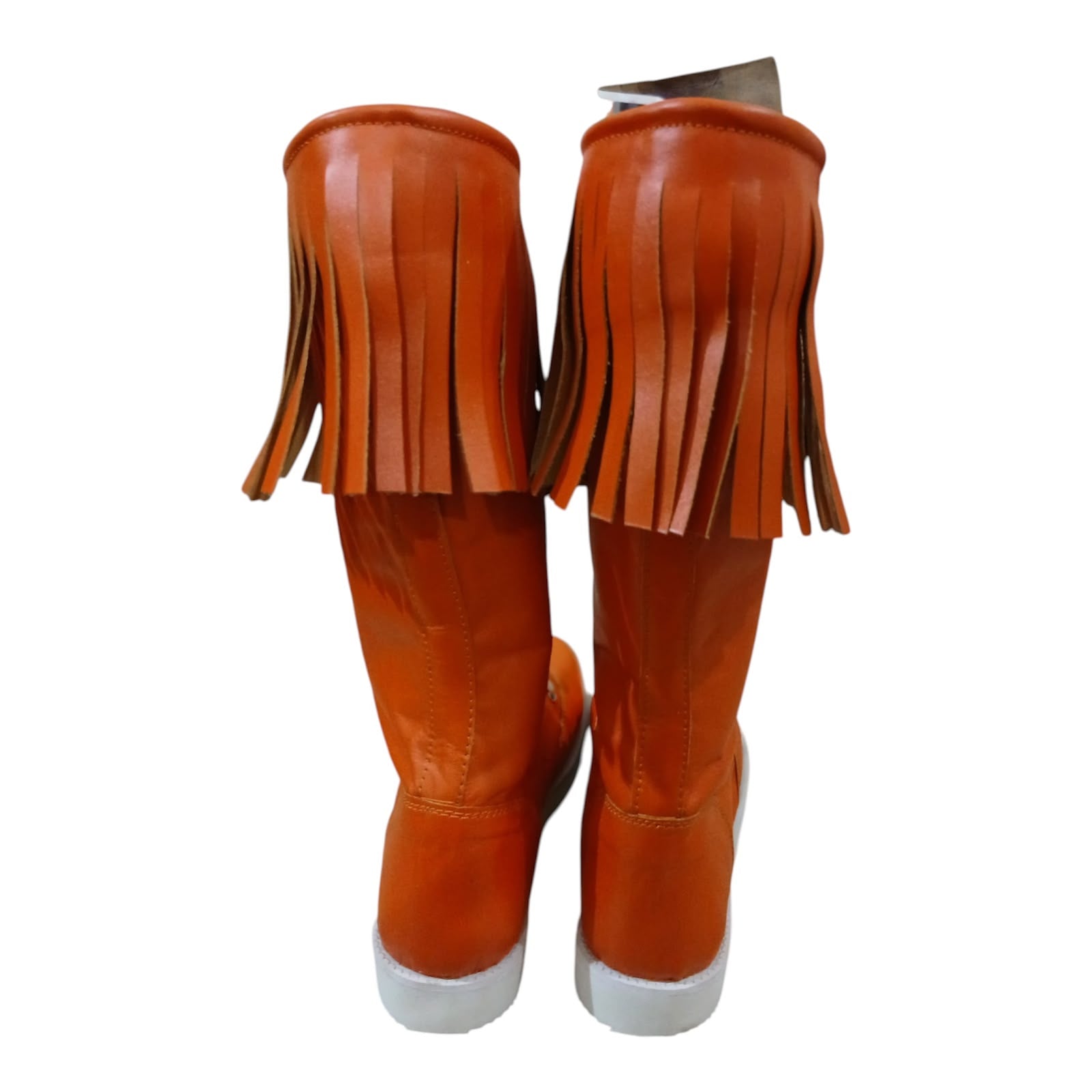 Pro Wrestling Boots  , Handmade, 100% Original Leather, Orange Fringes style