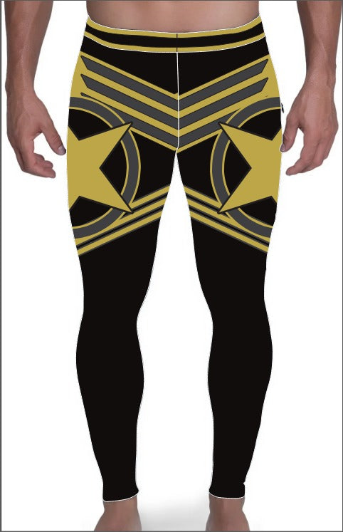 Men's Pro Wrestling Tights: Shiny Spandex, Lycra, Black and  Golden Star