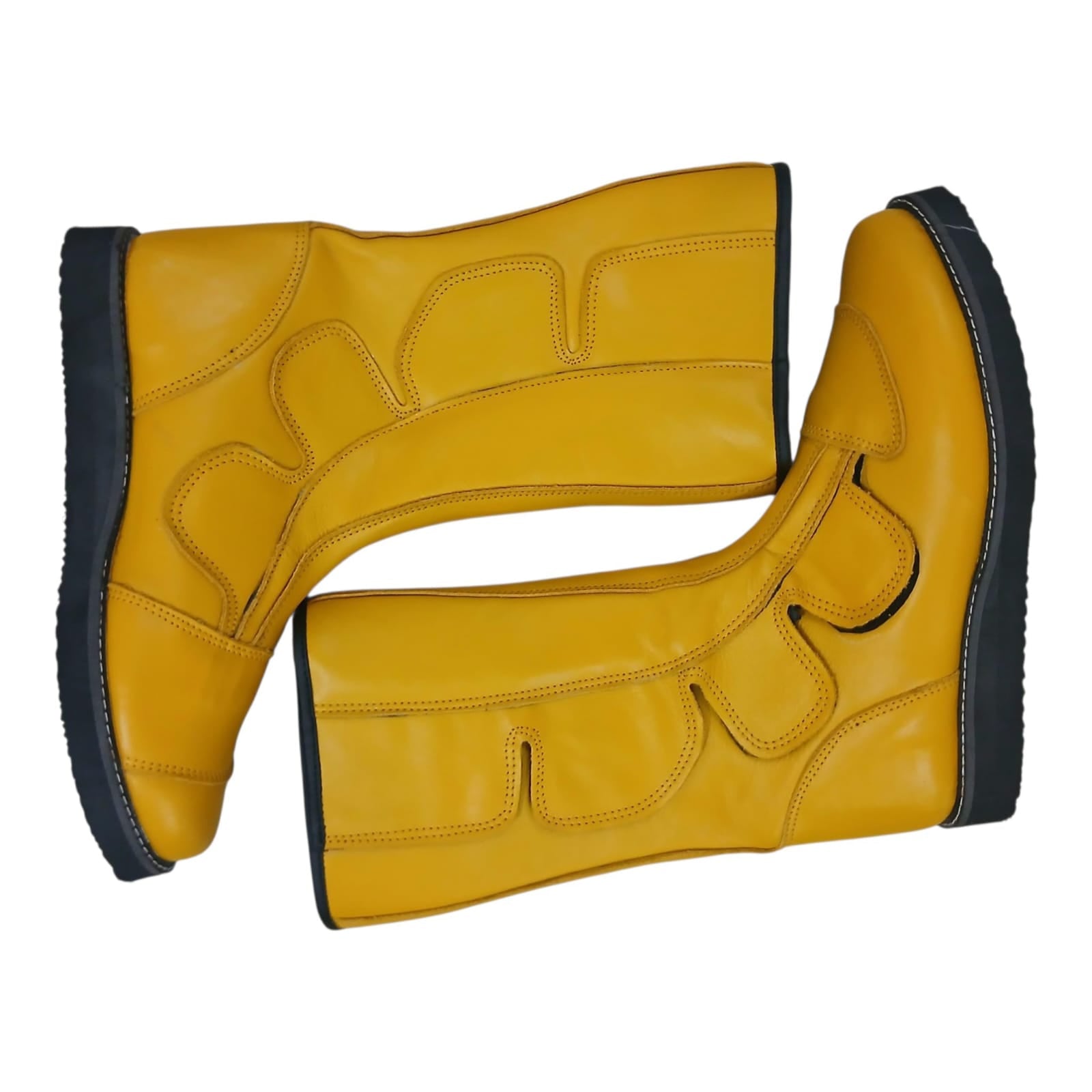 Professionele Stoeistewels, Handgemaak, 100% Suiwer Leer, Klittenbandstyl, Rooi Kleur, Aanpasbaar