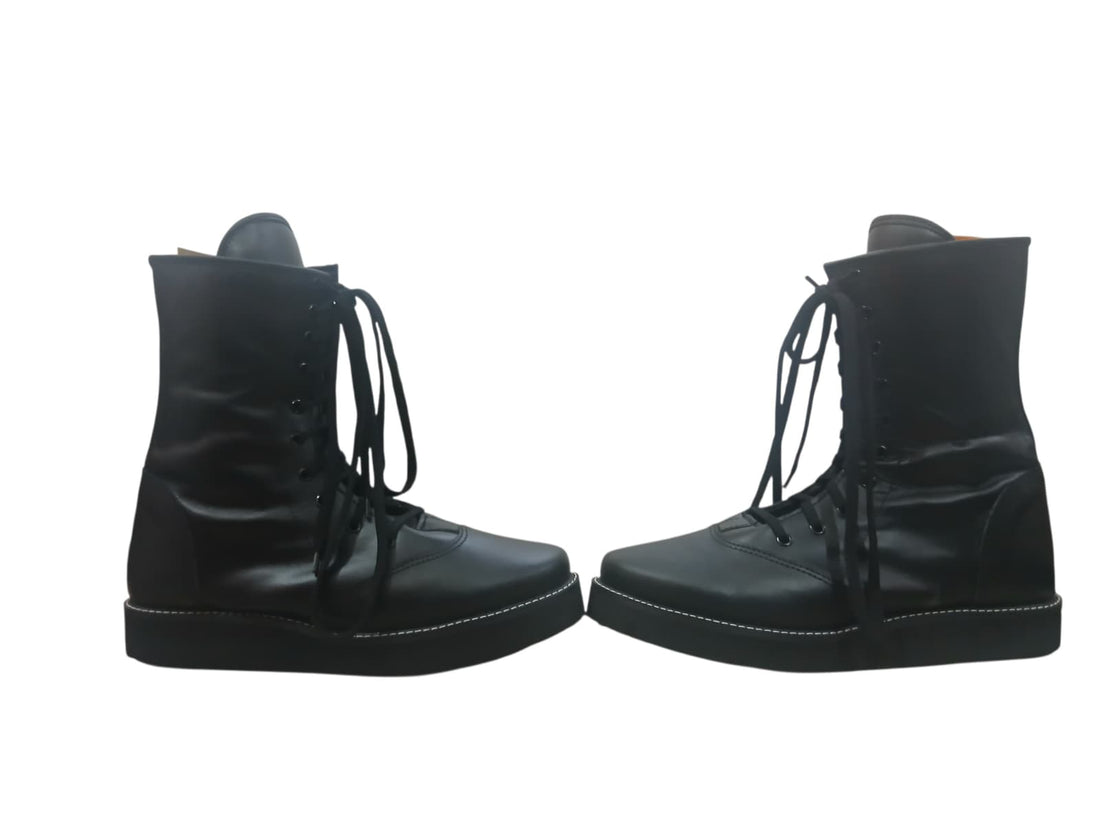 Black Low Cut wrestling boots made of Genuine Leather
