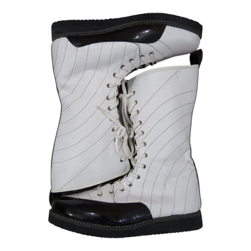 Pro Stoei Lang Stewels, Handgemaak, 100% Oorspronklike Leer, swart Crocs-patroonleer, wit vuurontwerp, ritssluiter met gespe