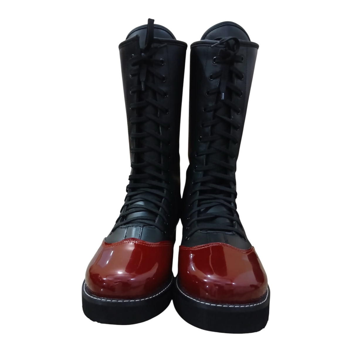 Handmade Pro Series Leather Wrestling Boots- Black & Maroon