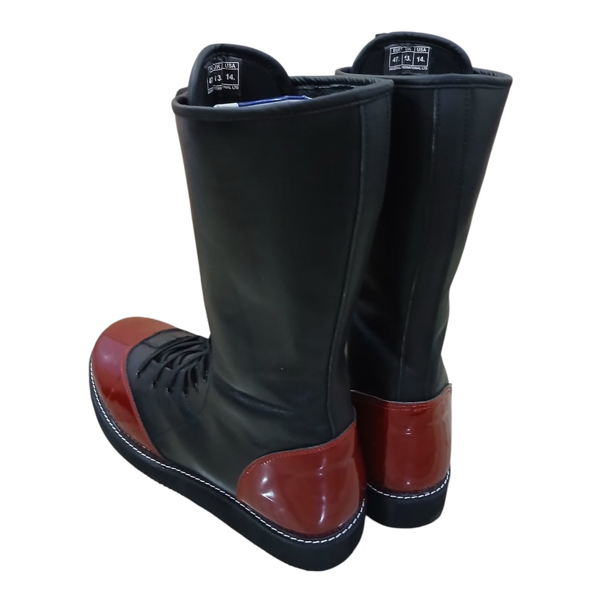Handmade Pro Series Leather Wrestling Boots- Black & Maroon