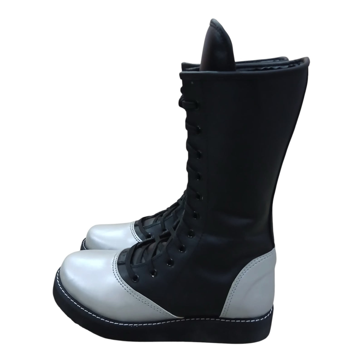 Handmade Leather Pro Wrestling Boots Black and Silver