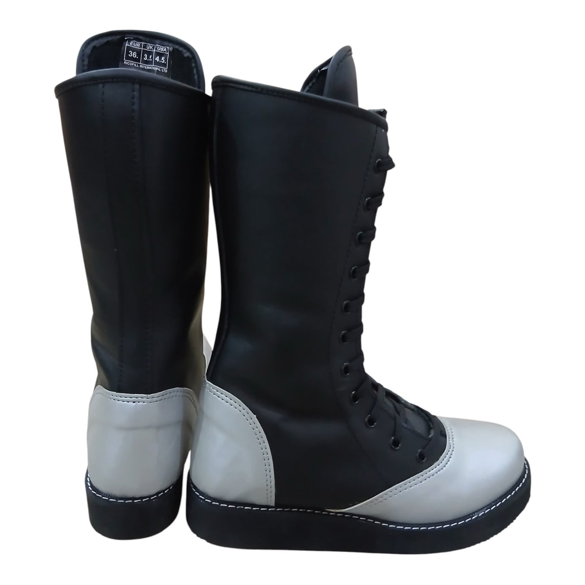 Handmade Leather Pro Wrestling Boots Black and Silver